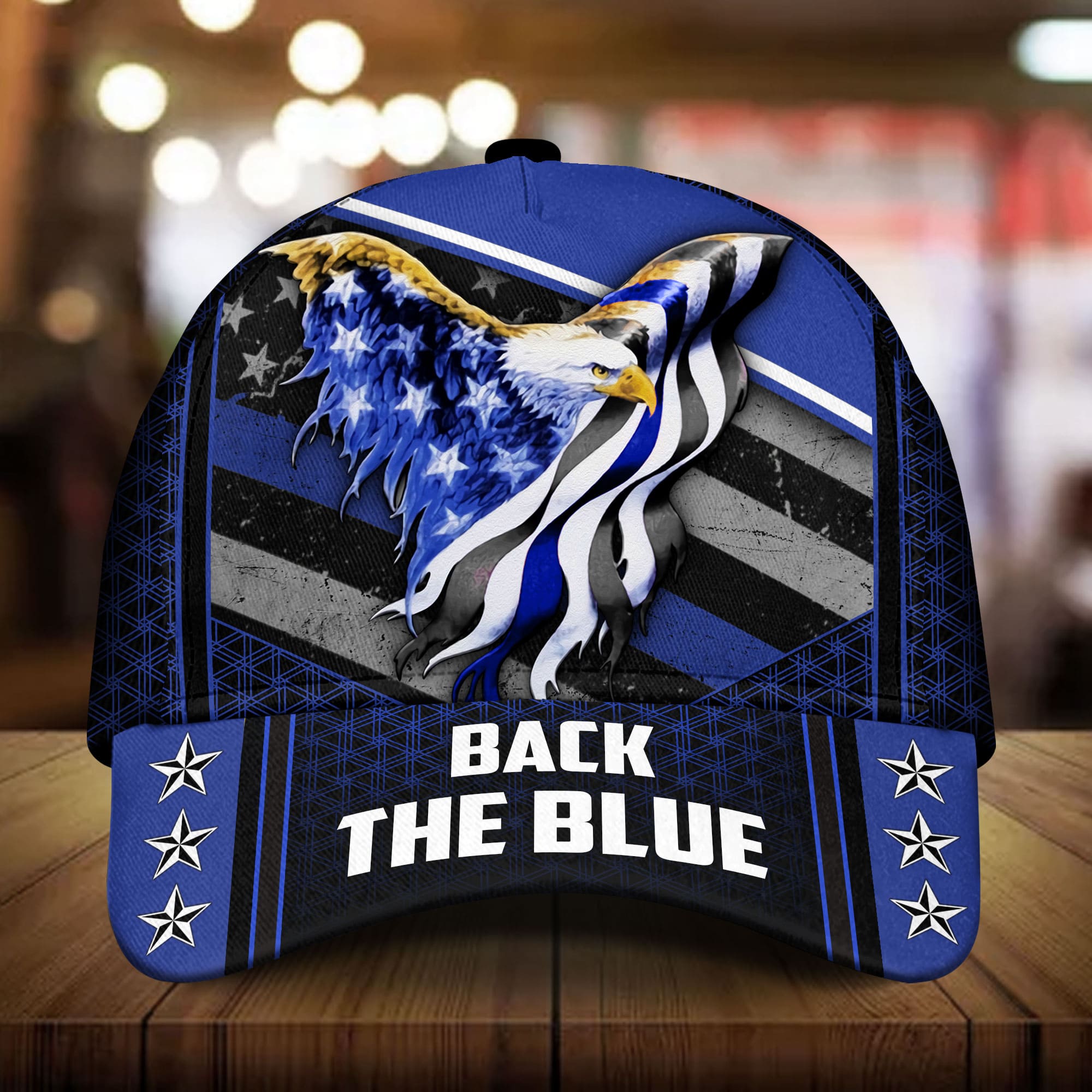 Premium Back The Blue, Thin Blue Eagle 3D Hat Personalized Trucker Hats Custom Hats Gifts For Men & Women