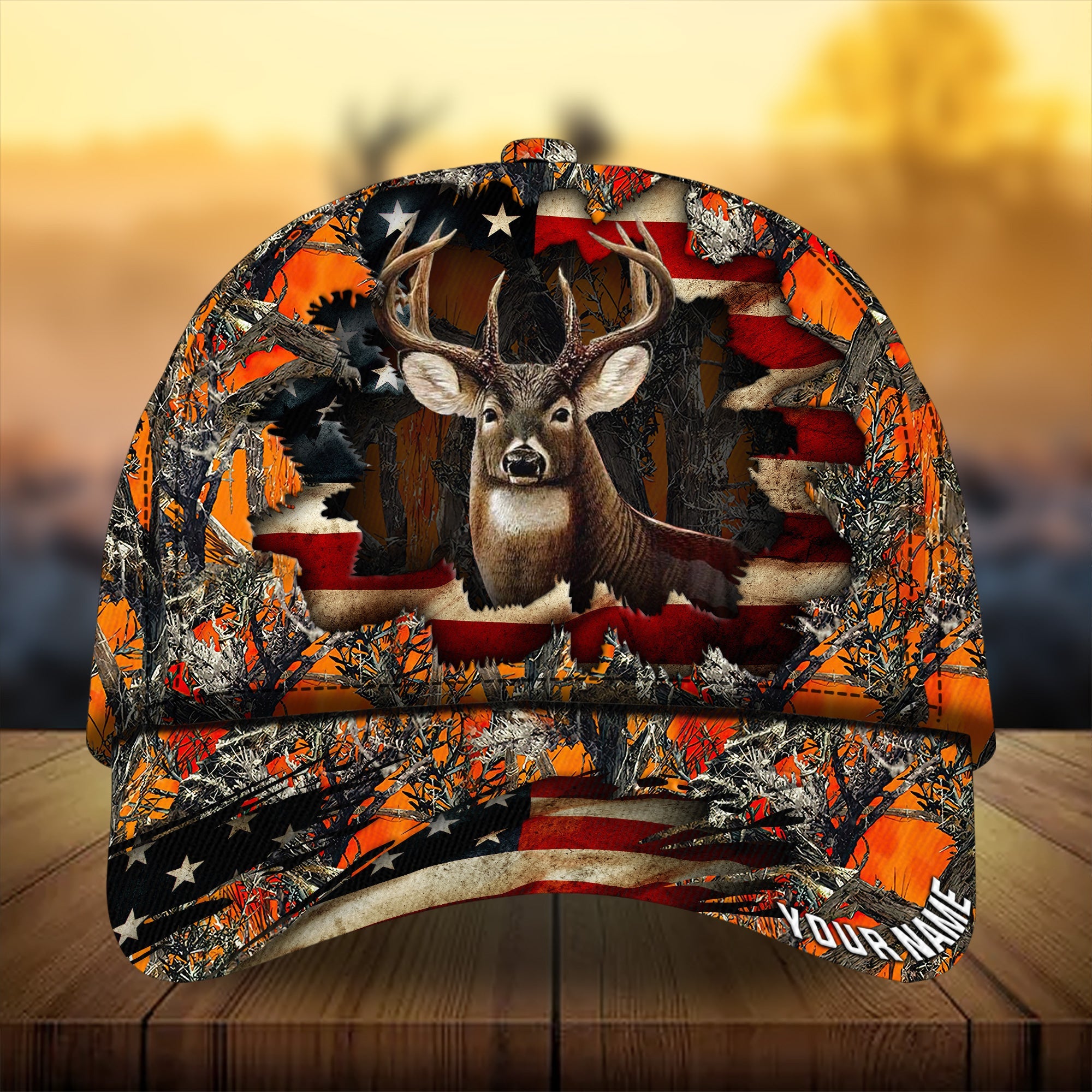 Premium Best Dark Old Flag Deer Hunting Hats 3D Printed Multicolored Personalized Trucker Hats Custom Hats Gifts For Men & Women