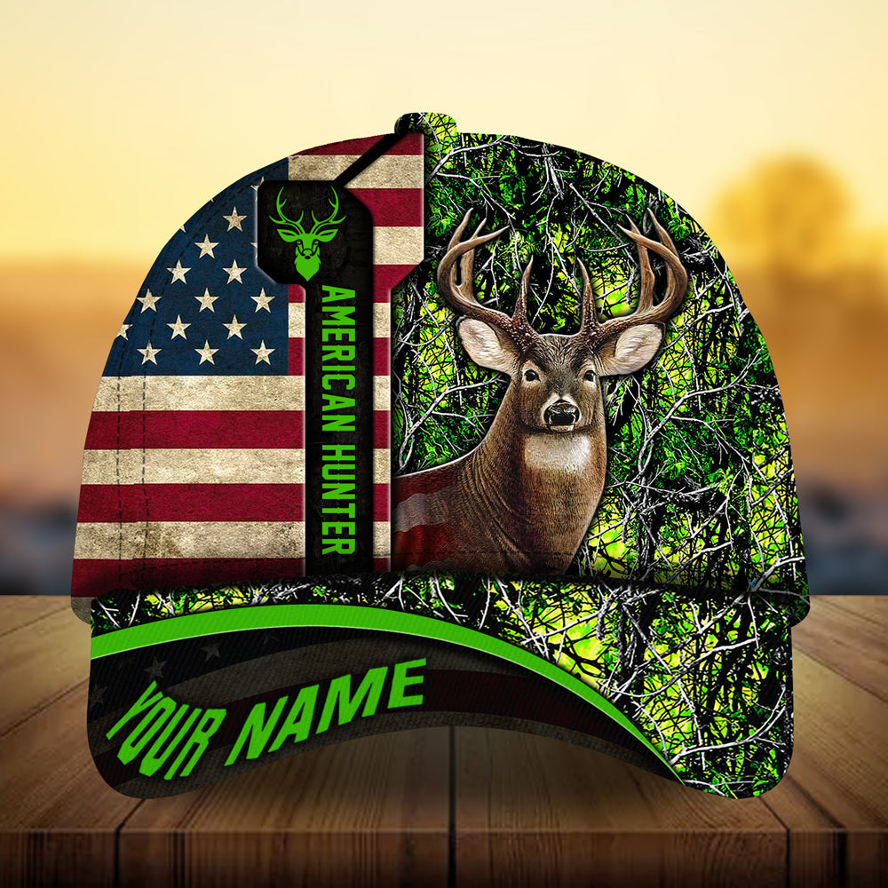 Premium Best Flag Deer American Hunter Hunting Hats 3D Printed Multicolored Personalized Trucker Hats Custom Hats Gifts For Men & Women