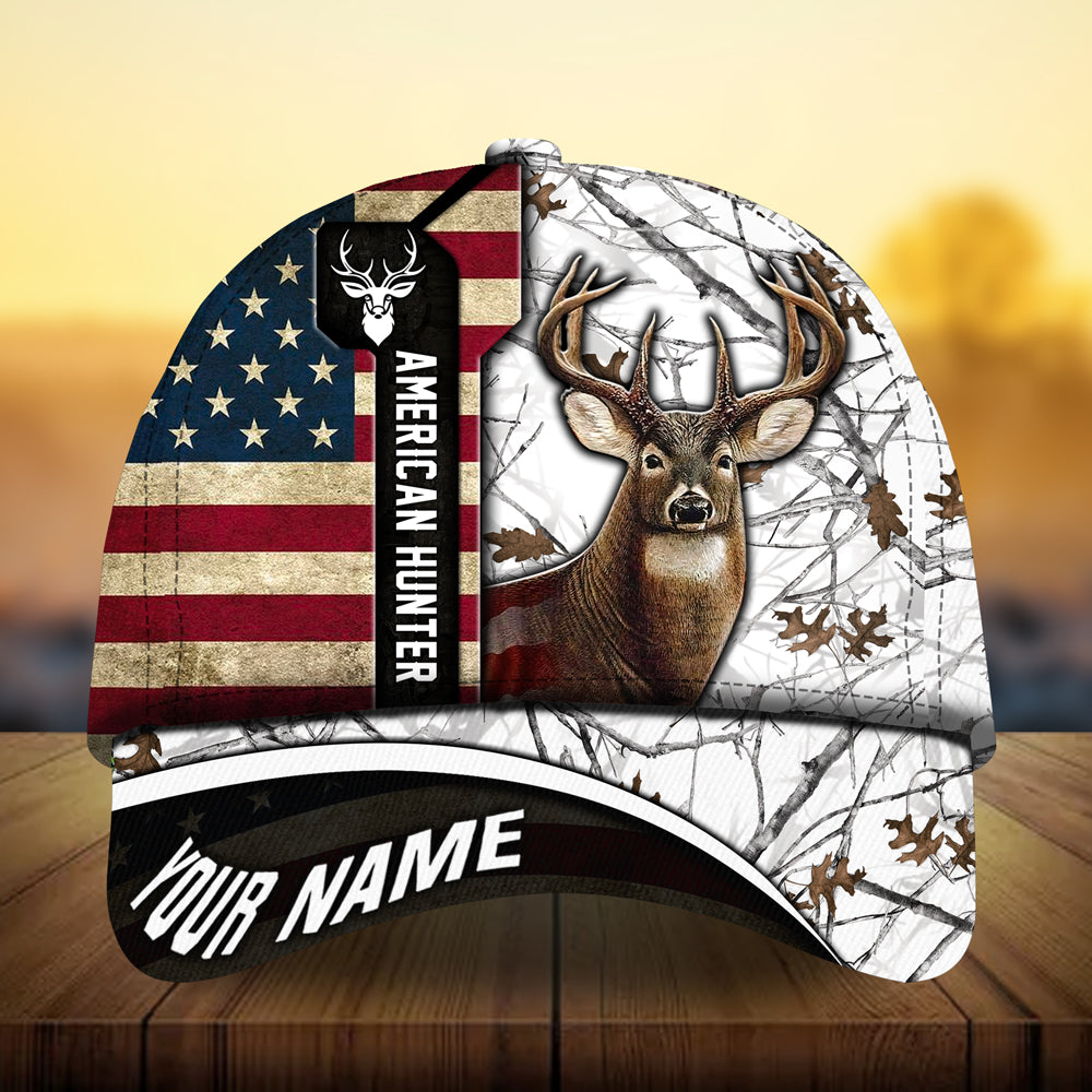 Premium Best Flag Deer American Hunter Hunting Hats 3D Printed Multicolored Personalized Trucker Hats Custom Hats Gifts For Men & Women