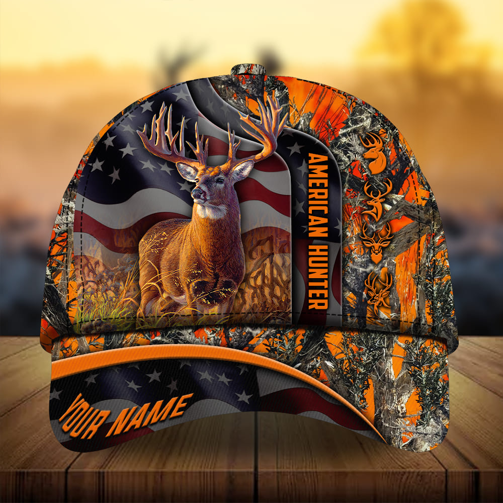 Premium Best Flag Deer Pattern Hunting Hats 3D Printed Multicolored Personalized Trucker Hats Custom Hats Gifts For Men & Women