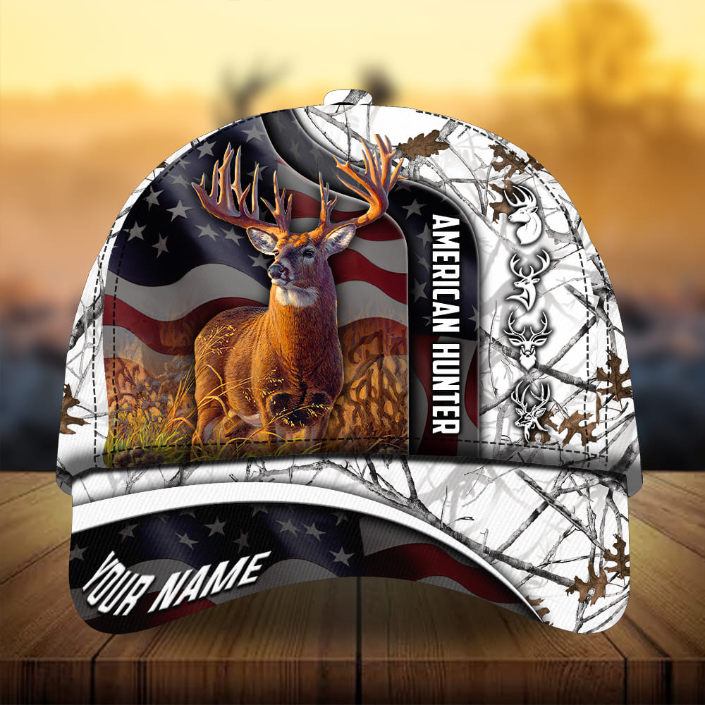 Premium Best Flag Deer Pattern Hunting Hats 3D Printed Multicolored Personalized Trucker Hats Custom Hats Gifts For Men & Women