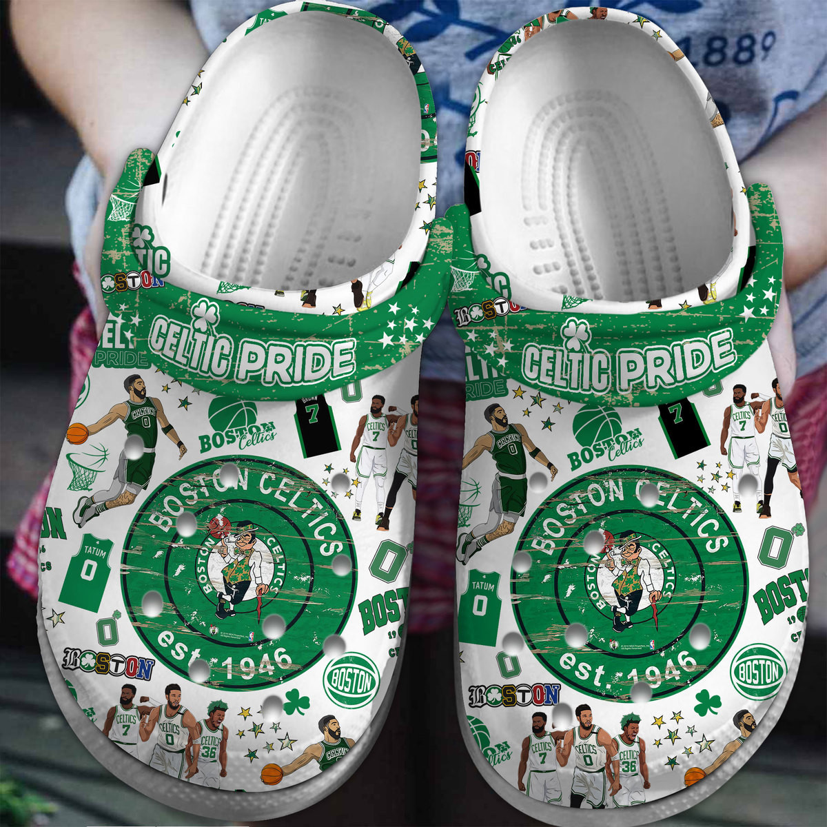 Premium Boston Celtics NBA Sport Crocs Crocband Clogs Shoes Comfortable For Men Women and Kids