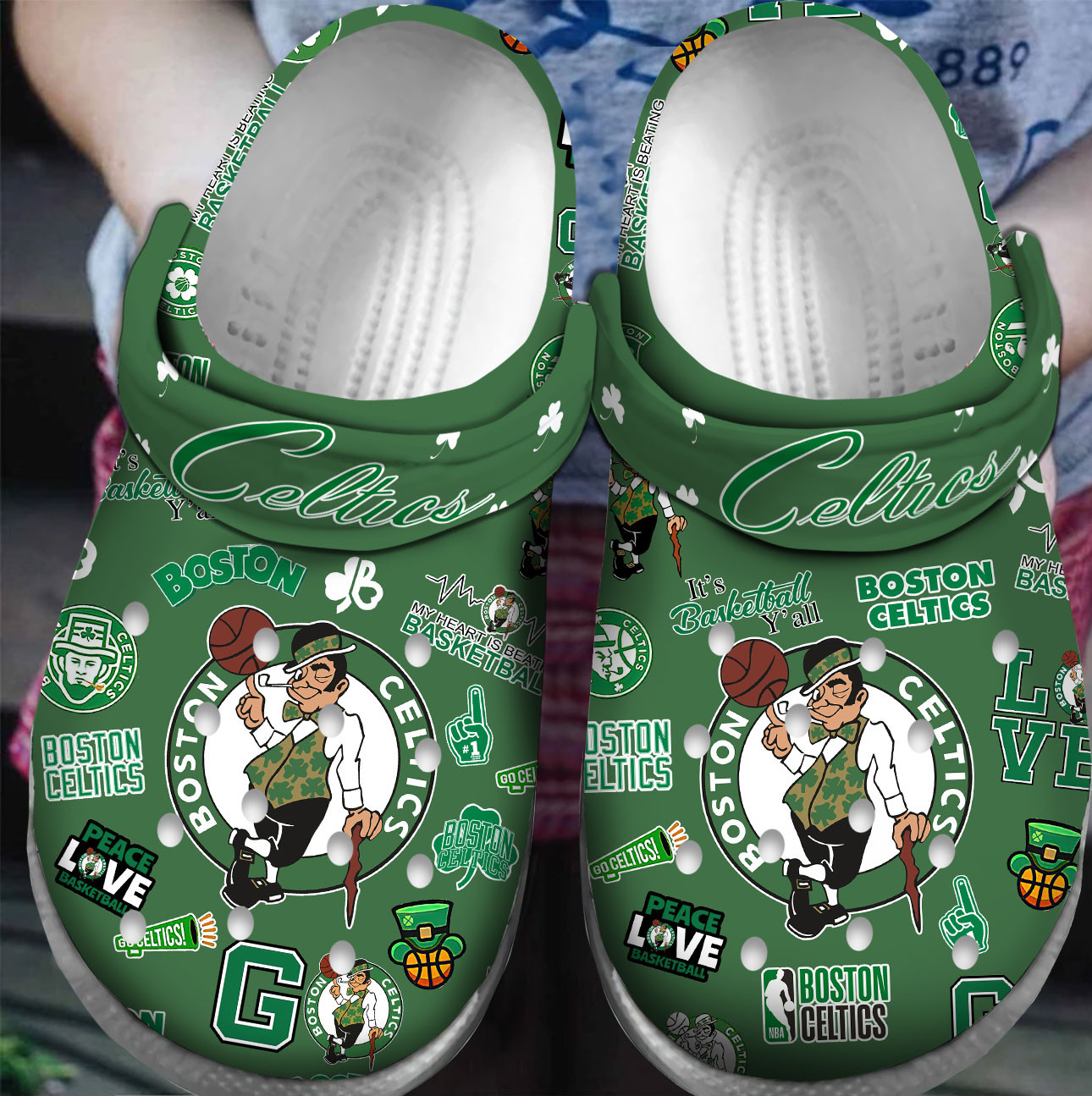 Premium Boston Celtics NBA Sport Crocs Crocband Clogs Shoes For Men Women and Kids