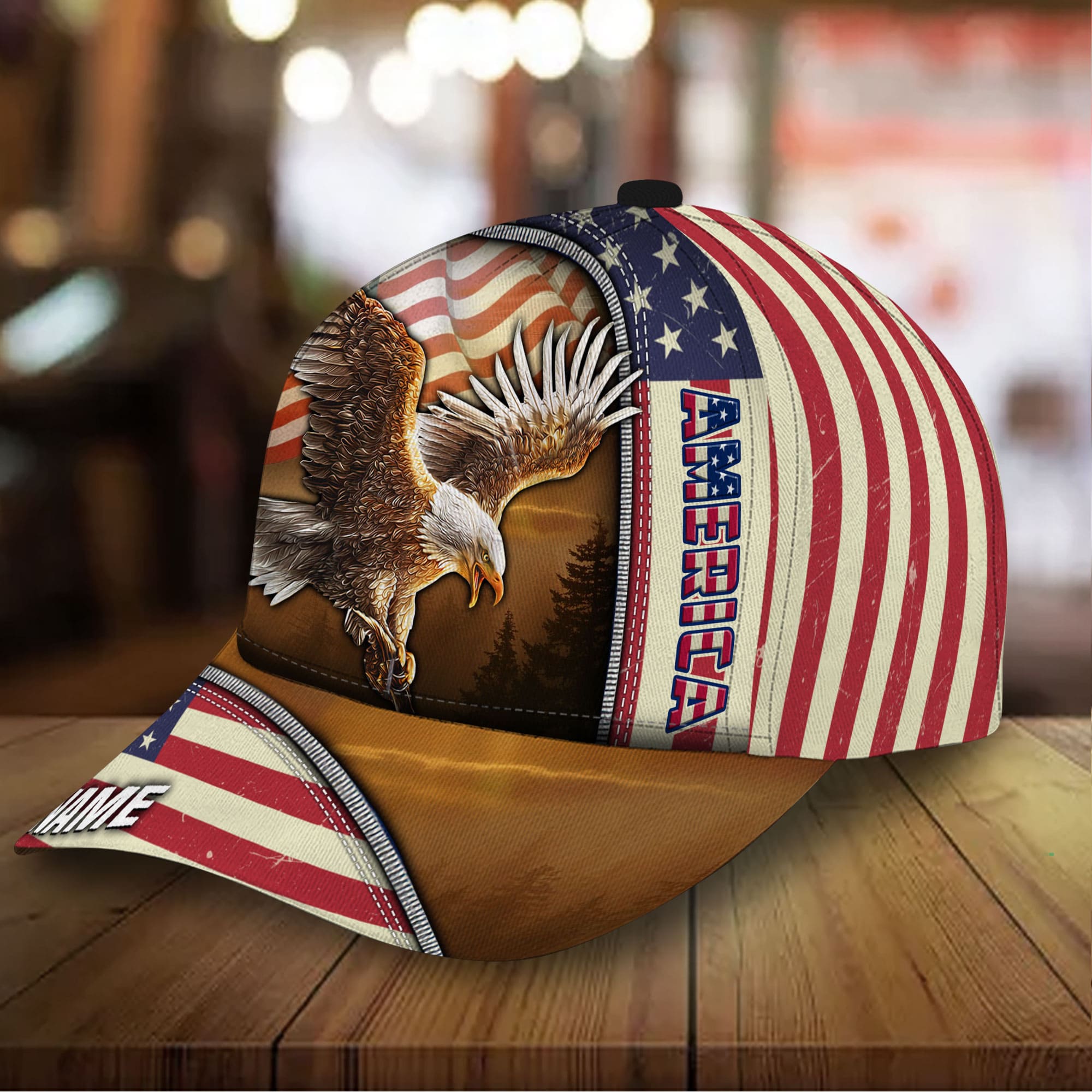 Premium Custom Name America, Eagle 3D Hats Printed Trucker Hats Custom Hats Gifts For Men & Women