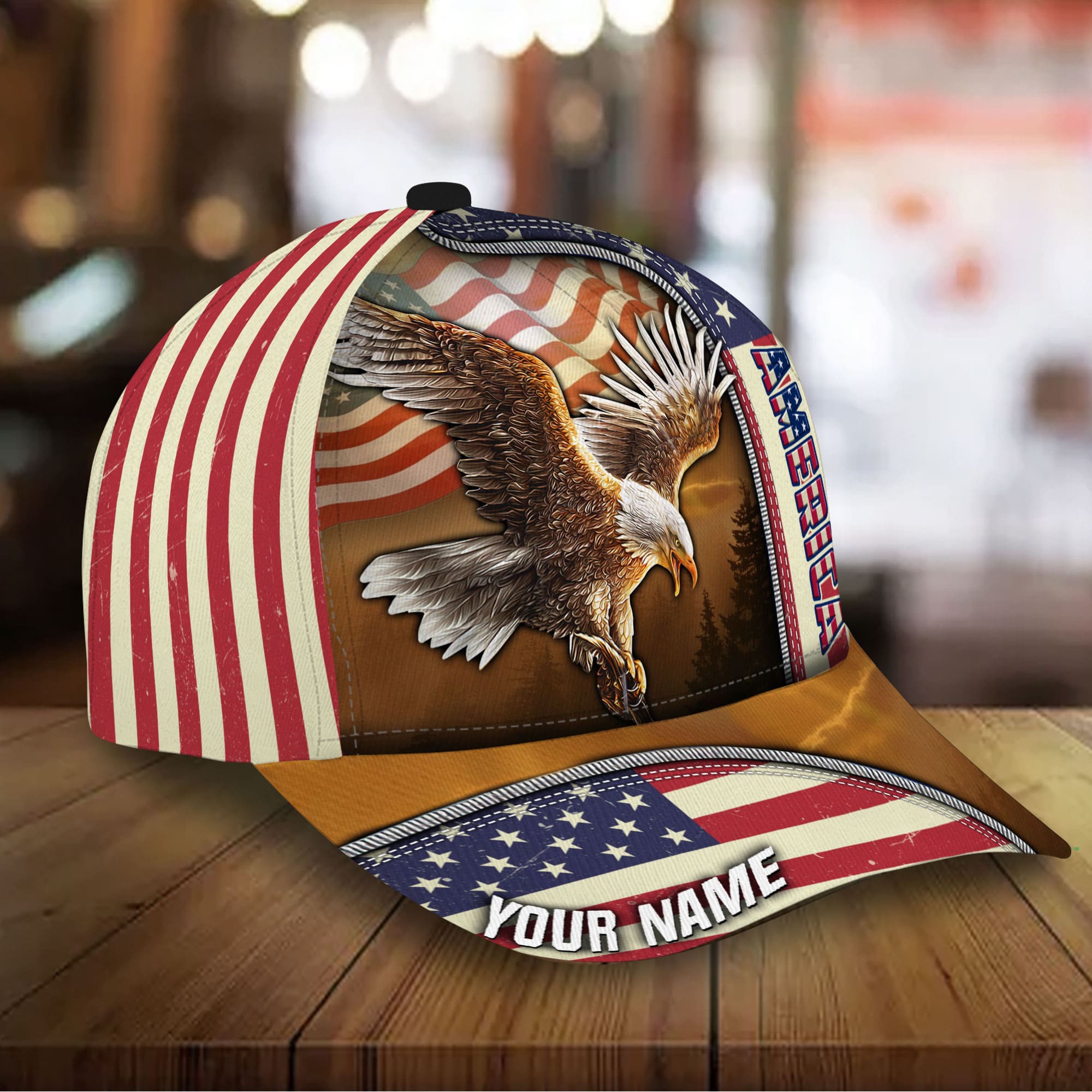 Premium Custom Name America, Eagle 3D Hats Printed Trucker Hats Custom Hats Gifts For Men & Women