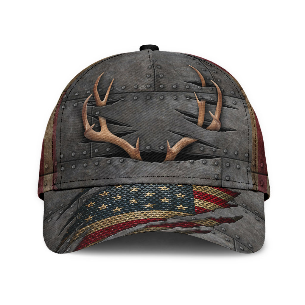 Premium Deerhorn Hunting Hats 3D Grey Trucker Hats Custom Hats Gifts For Men & Women