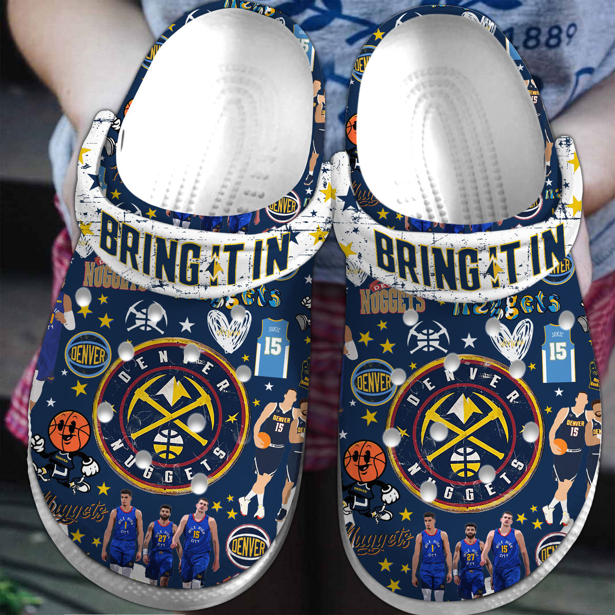 Premium Denver Nuggets NBA Sport Crocs Crocband Clogs Shoes Comfortable For Men Women and Kids