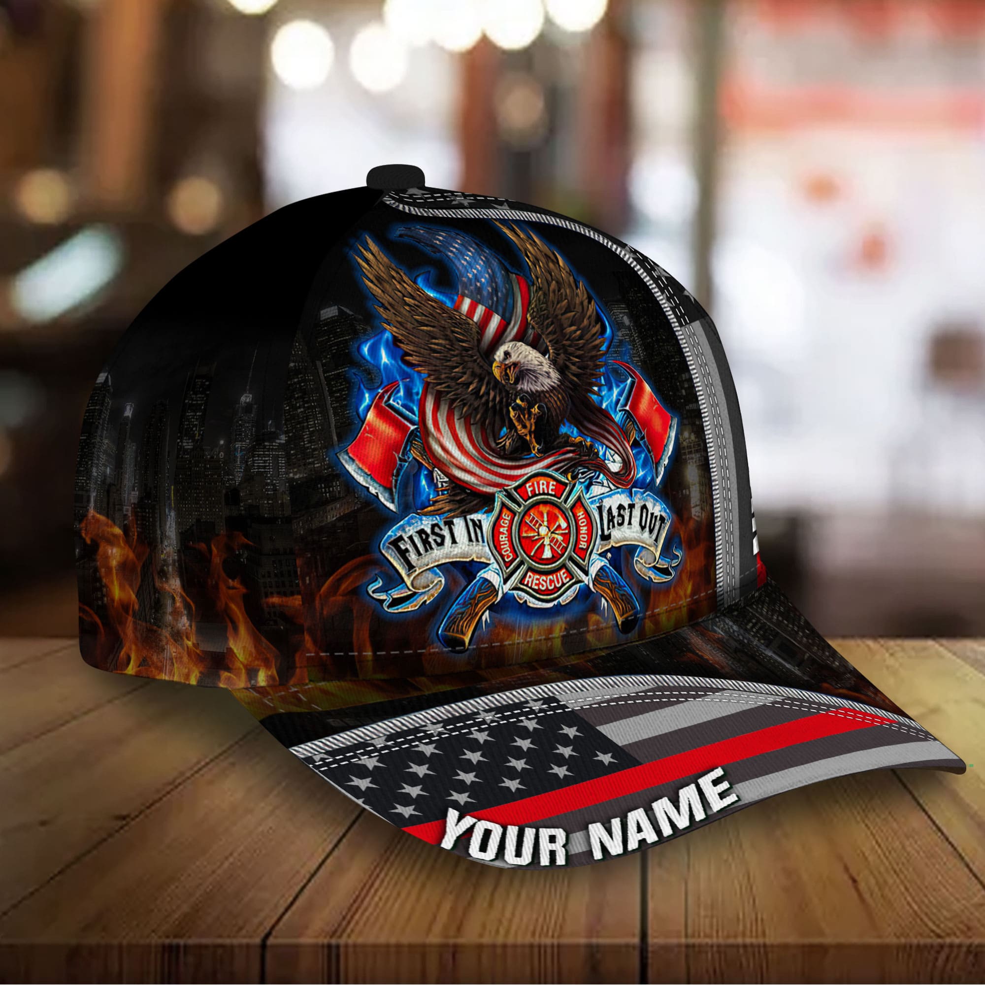 Premium Eagle Fireman 3D Hats Personalized Trucker Hats Custom Hats Gifts For Men & Women