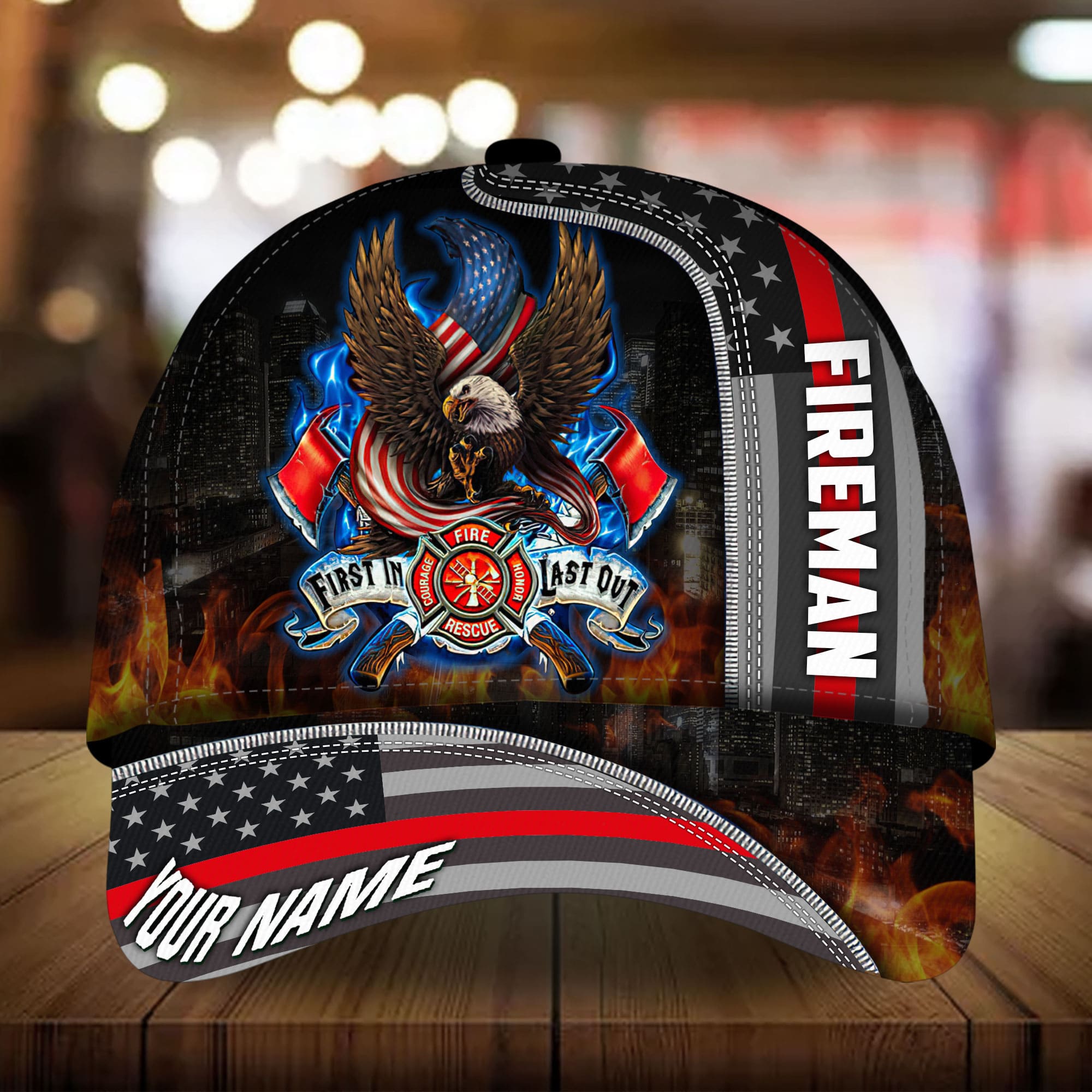 Premium Eagle Fireman 3D Hats Personalized Trucker Hats Custom Hats Gifts For Men & Women