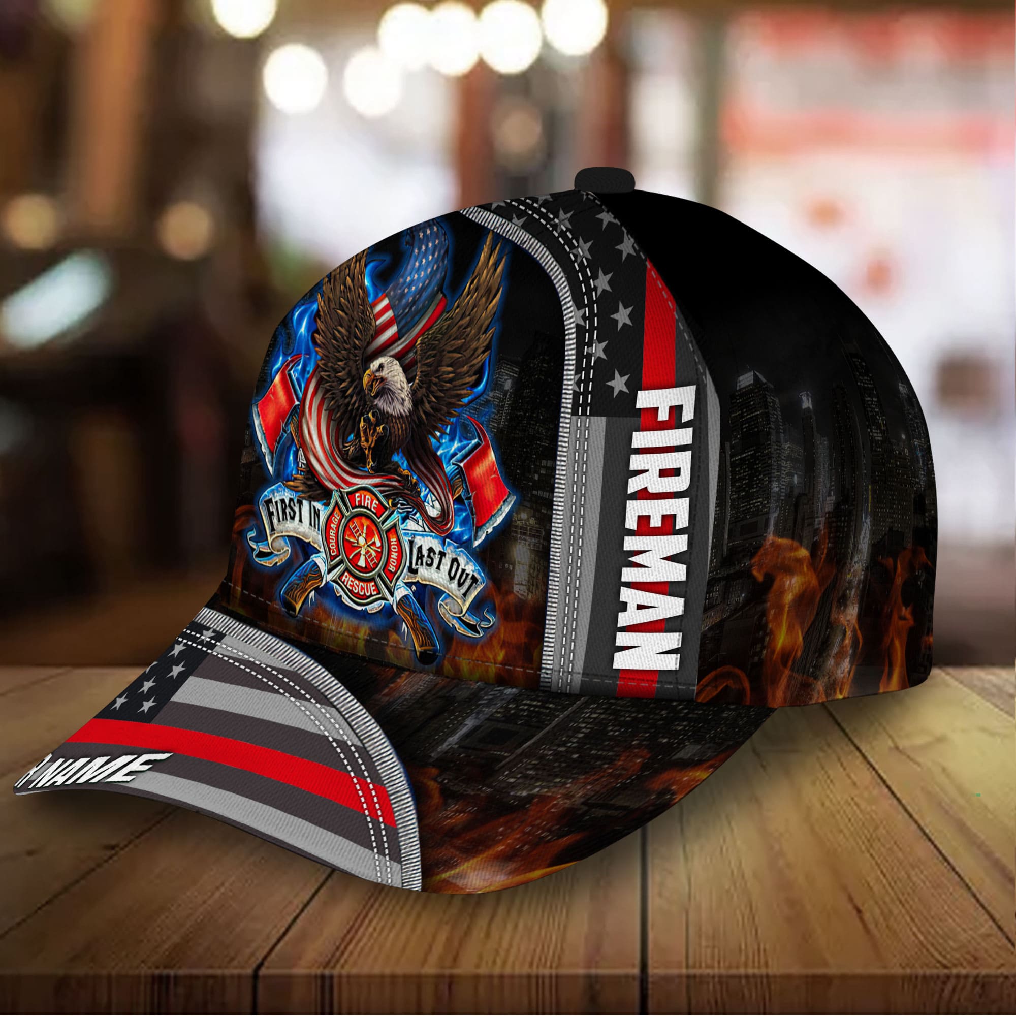 Premium Eagle Fireman 3D Hats Personalized Trucker Hats Custom Hats Gifts For Men & Women