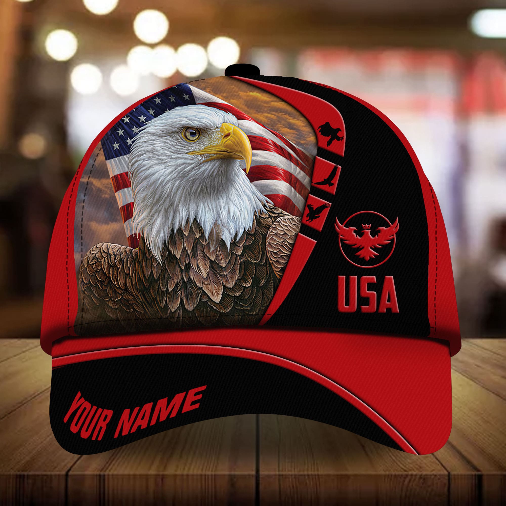 Premium Eagle Patriot 3D Art Cap USA Eagle Hat Multicolor Personalized Trucker Hats Custom Hats Gifts For Men & Women