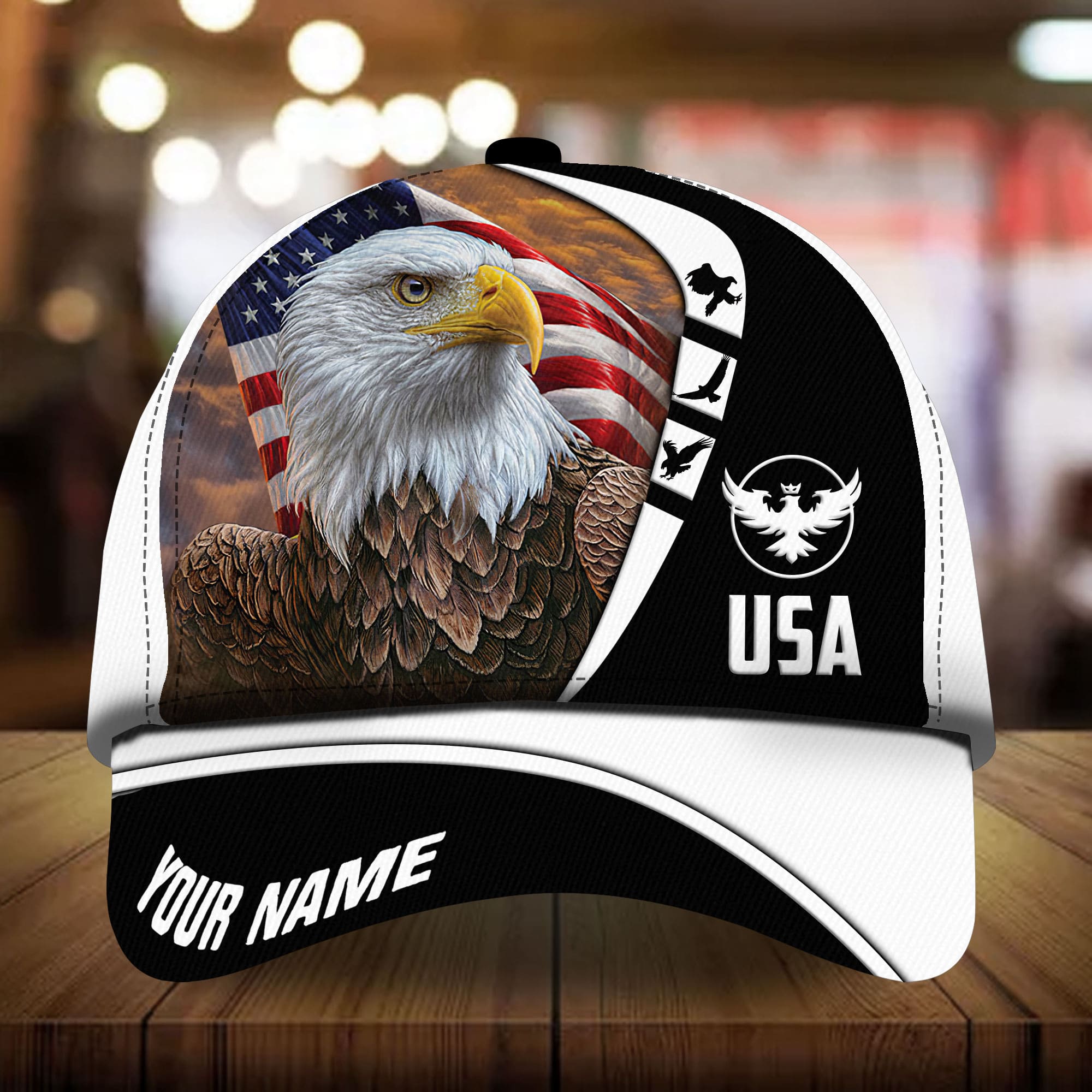 Premium Eagle Patriot 3D Art Cap USA Eagle Hat Multicolor Personalized Trucker Hats Custom Hats Gifts For Men & Women