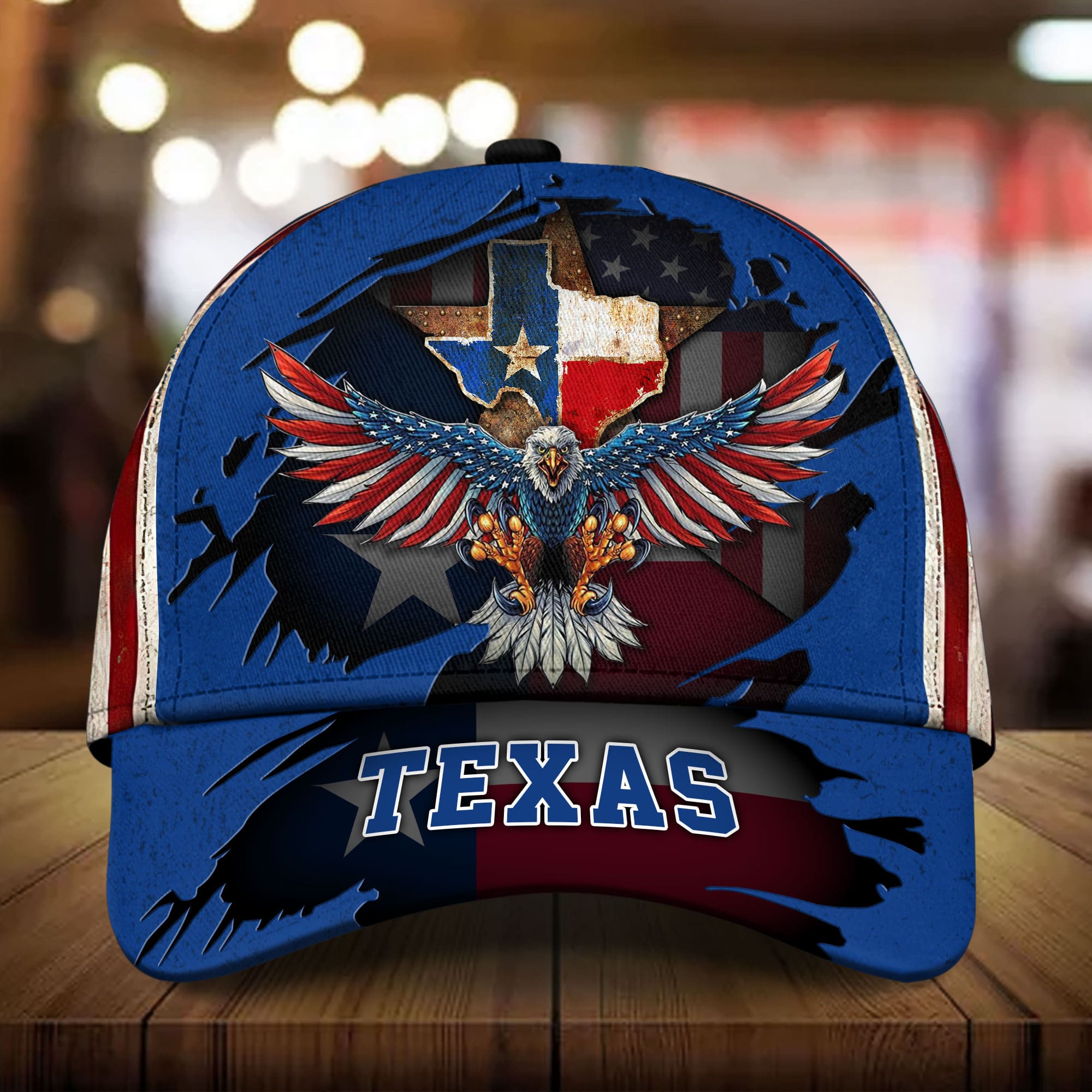 Premium Eagle Texas State 3D Hat Printed Cracked Personalized Trucker Hats Custom Hats Gifts For Men & Women