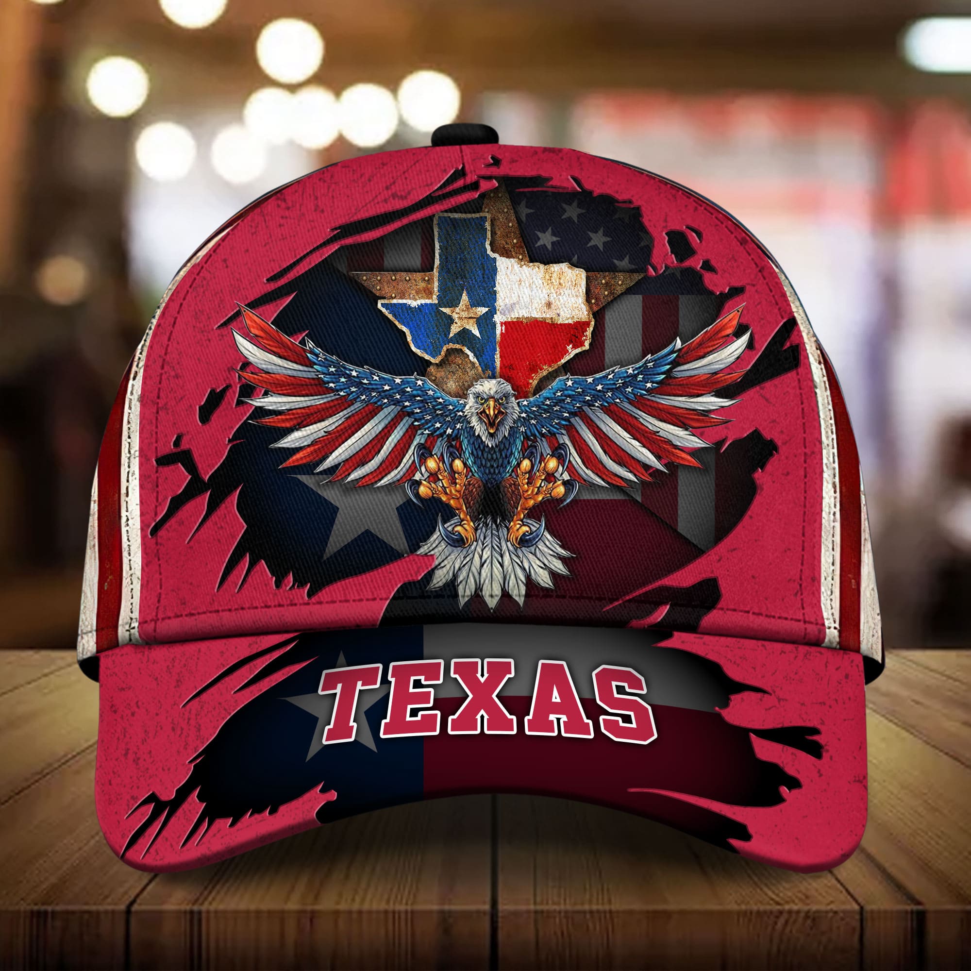 Premium Eagle Texas State 3D Hat Printed Cracked Personalized Trucker Hats Custom Hats Gifts For Men & Women