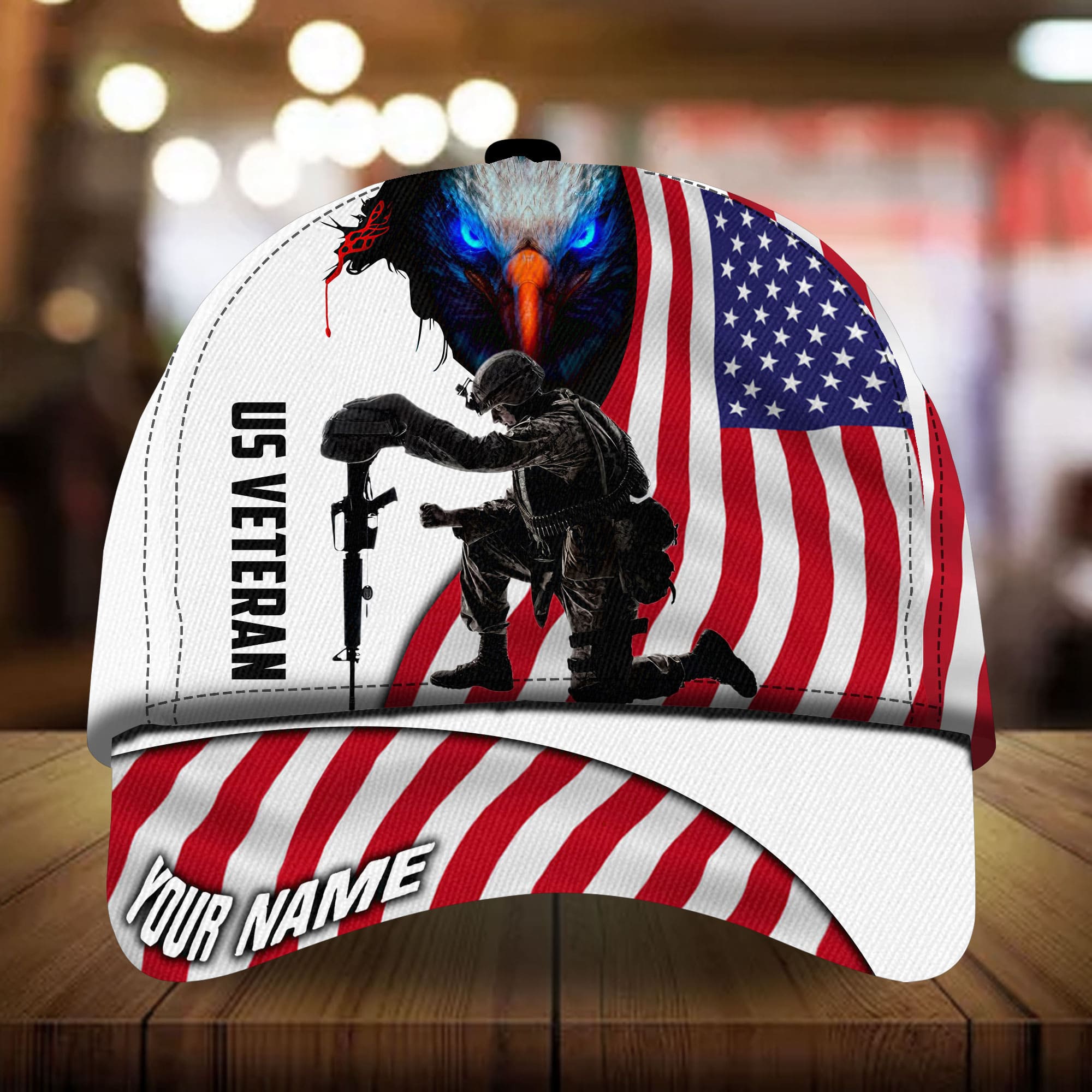 Premium Eagle US Veteran Hats 3D US Flag Personalized Trucker Hats Custom Hats Gifts For Men & Women