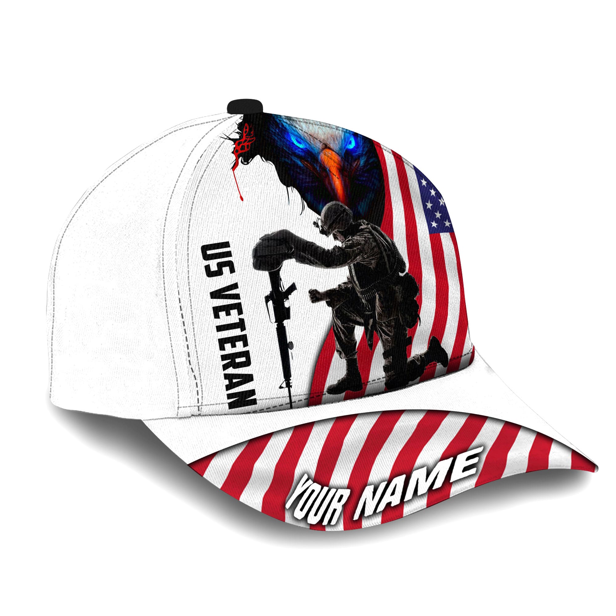 Premium Eagle US Veteran Hats 3D US Flag Personalized Trucker Hats Custom Hats Gifts For Men & Women
