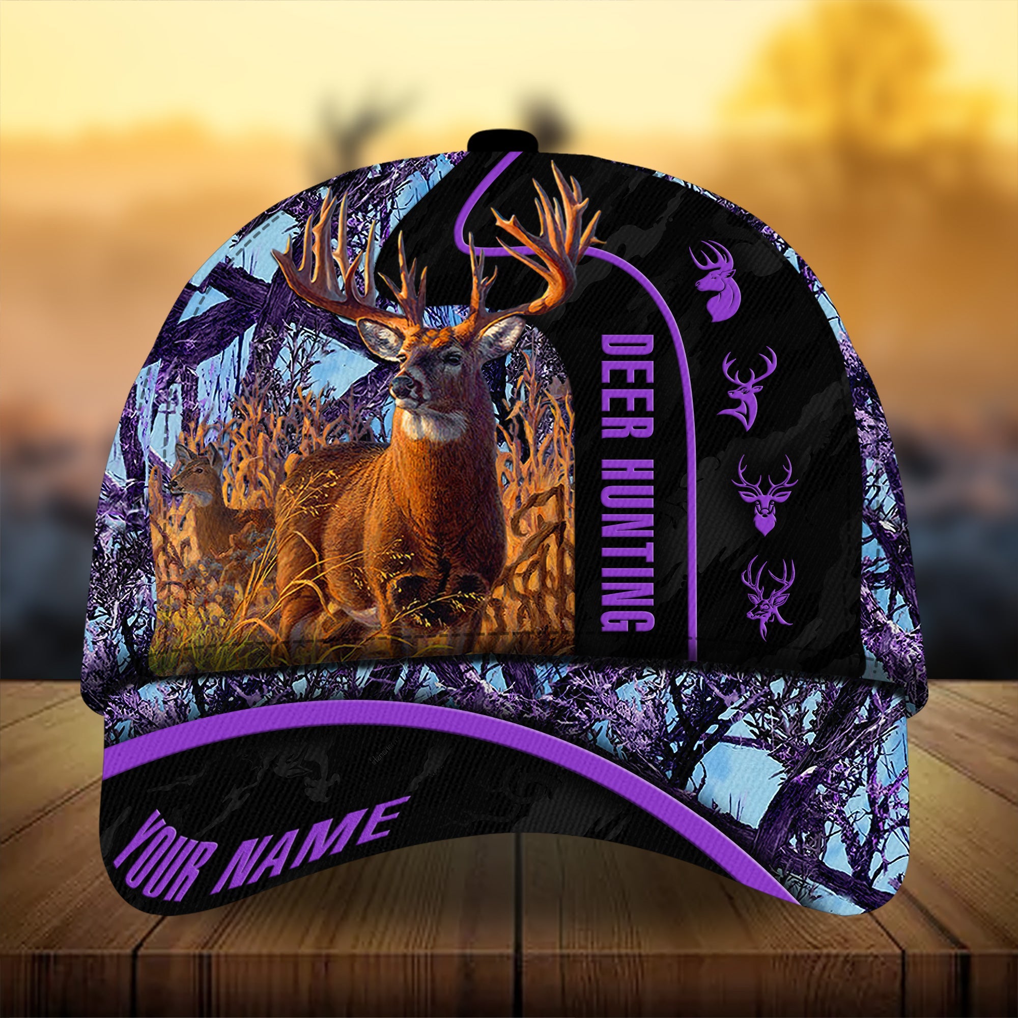 Premium Florapunk Black Camo Deer Hunting Hats 3D Printed Multicolored Personalized Trucker Hats Custom Hats Gifts For Men & Women