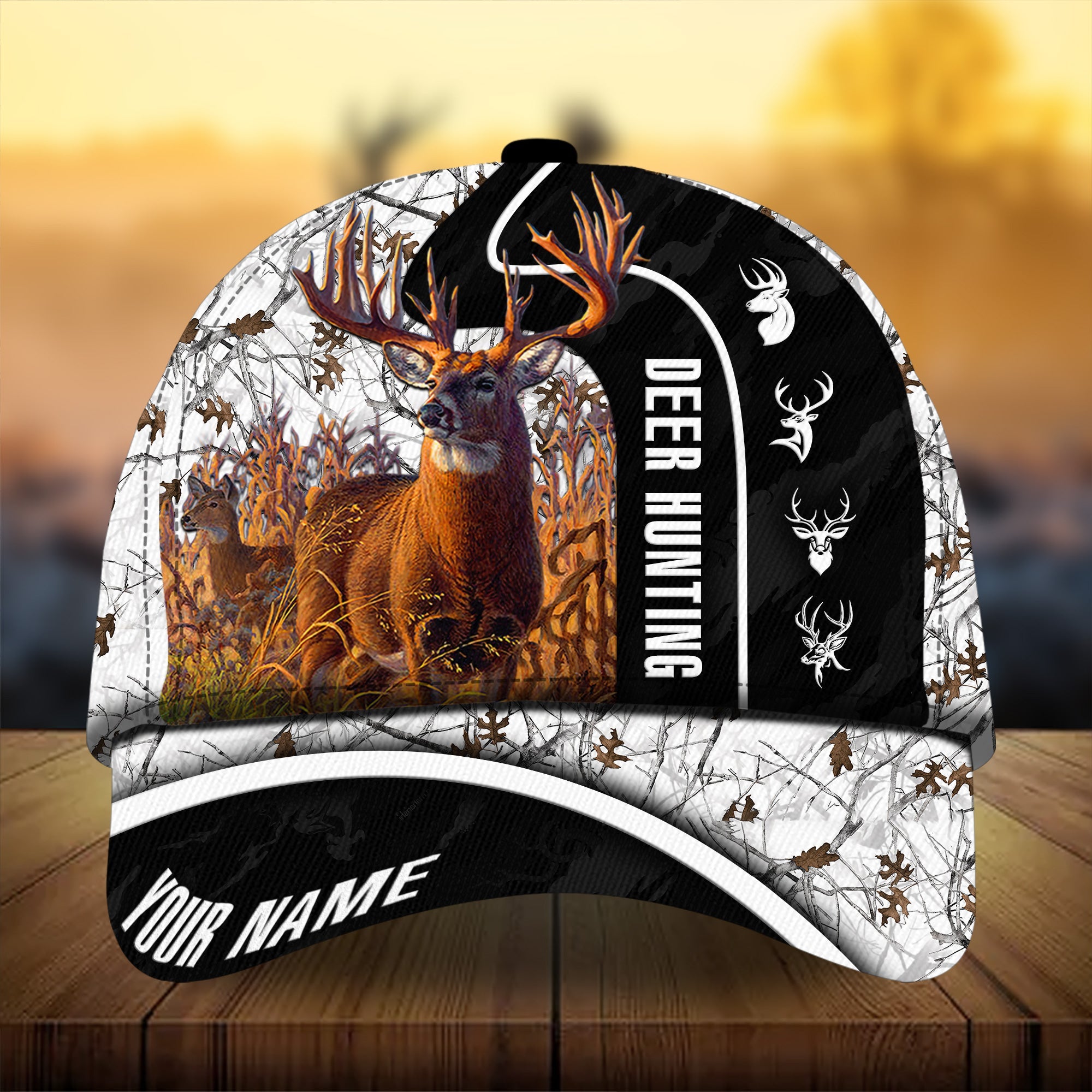 Premium Florapunk Black Camo Deer Hunting Hats 3D Printed Multicolored Personalized Trucker Hats Custom Hats Gifts For Men & Women
