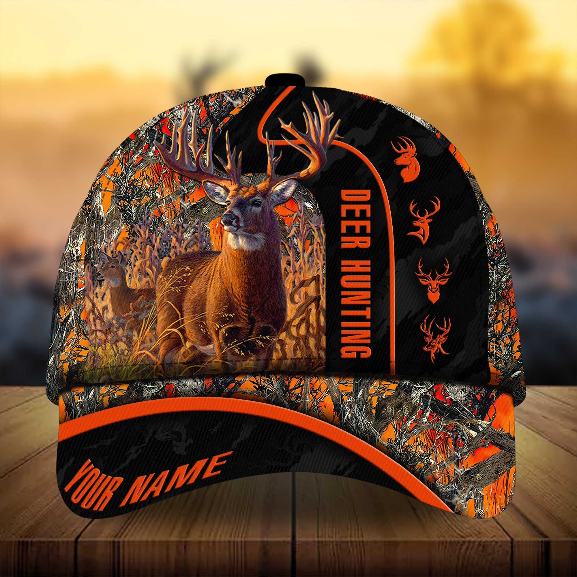 Premium Florapunk Black Camo Deer Hunting Hats 3D Printed Multicolored Personalized Trucker Hats Custom Hats Gifts For Men & Women