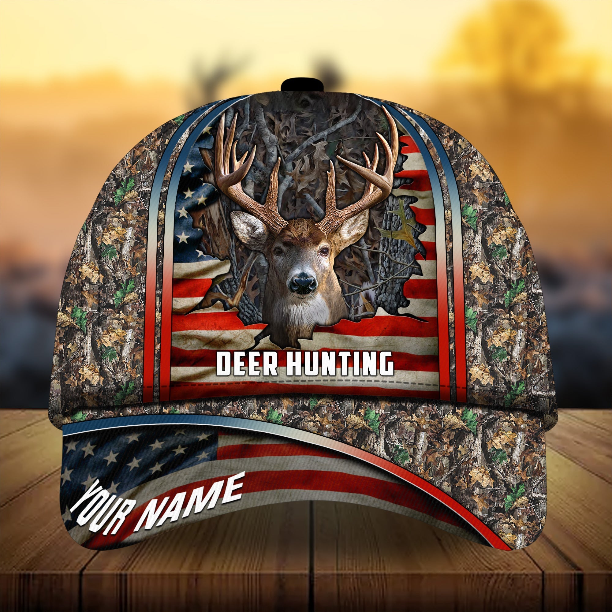 Premium Florapunk Cracked Flag Deer Hunting Hats 3D Printed Multicolored Personalized Trucker Hats Custom Hats Gifts For Men & Women