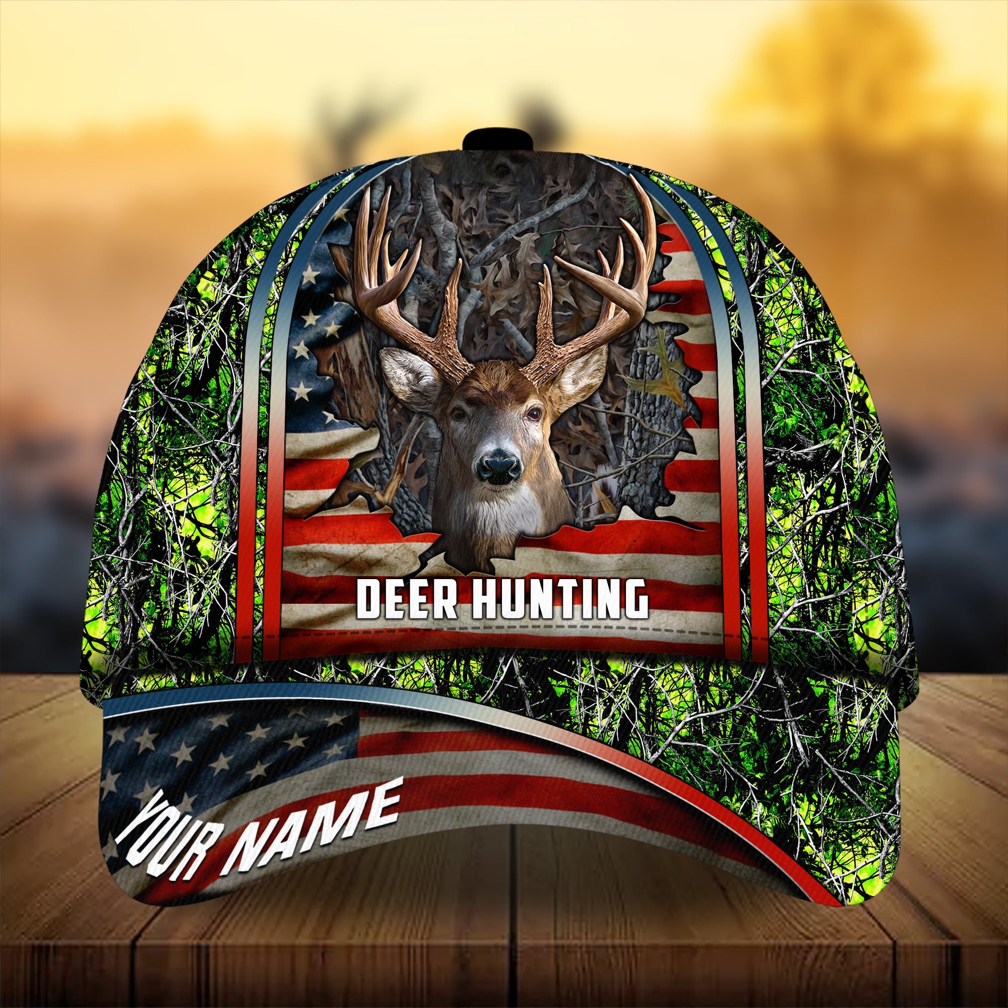Premium Florapunk Cracked Flag Deer Hunting Hats 3D Printed Multicolored Personalized Trucker Hats Custom Hats Gifts For Men & Women
