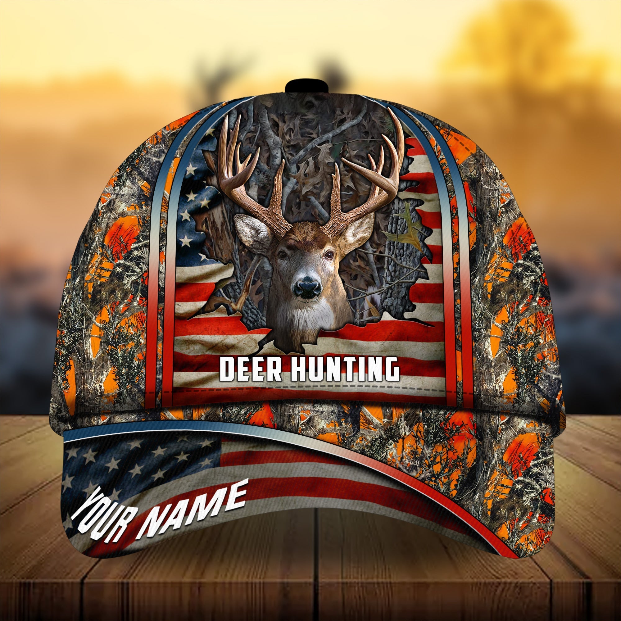 Premium Florapunk Cracked Flag Deer Hunting Hats 3D Printed Multicolored Personalized Trucker Hats Custom Hats Gifts For Men & Women