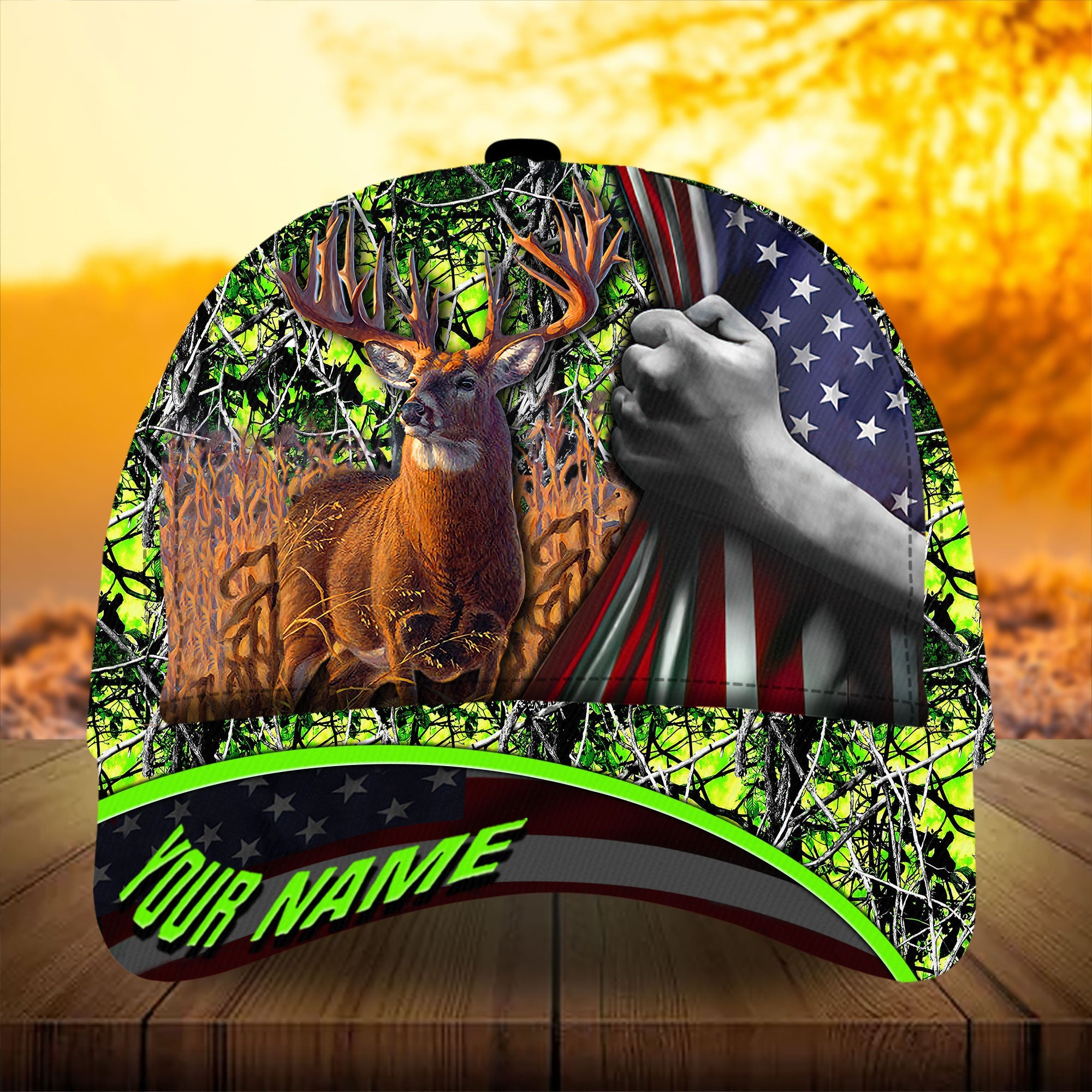 Premium Florapunk Flag Pull Deer Hunting Hats 3D Printed Multicolored Personalized Trucker Hats Custom Hats Gifts For Men & Women