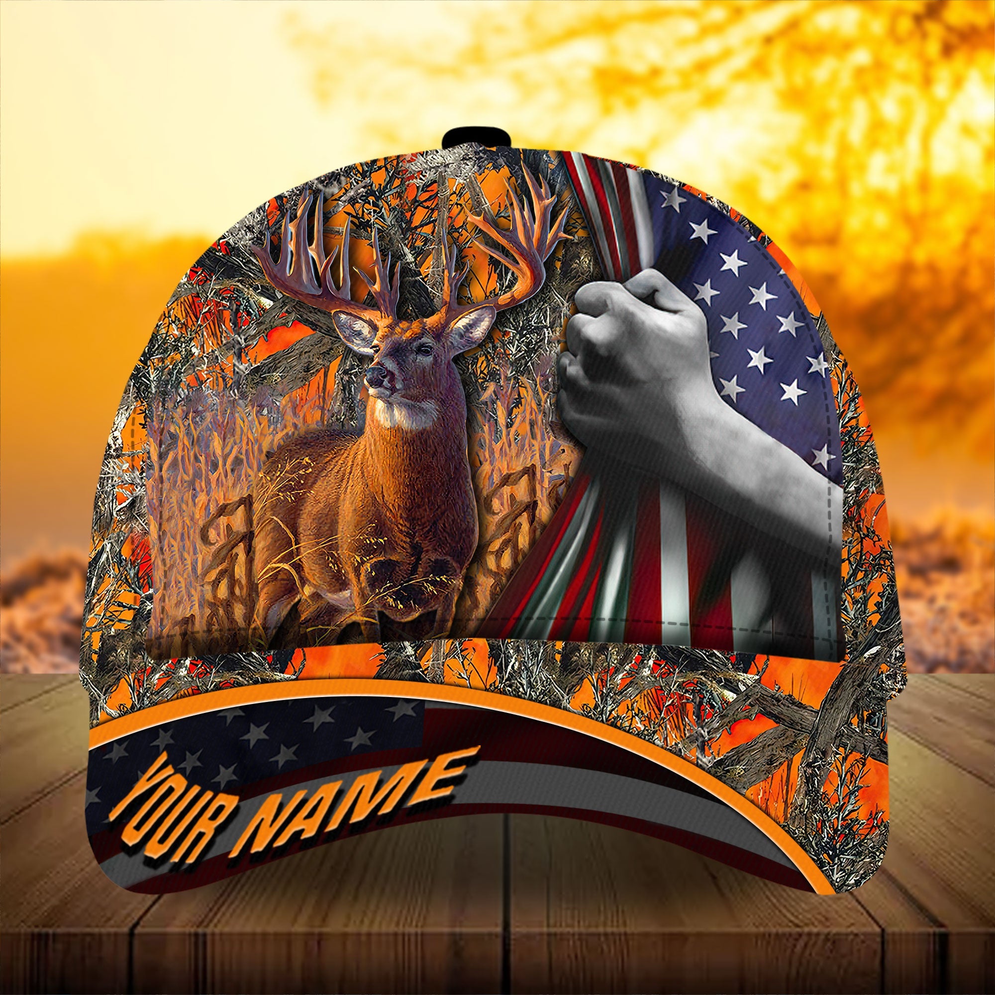 Premium Florapunk Flag Pull Deer Hunting Hats 3D Printed Multicolored Personalized Trucker Hats Custom Hats Gifts For Men & Women