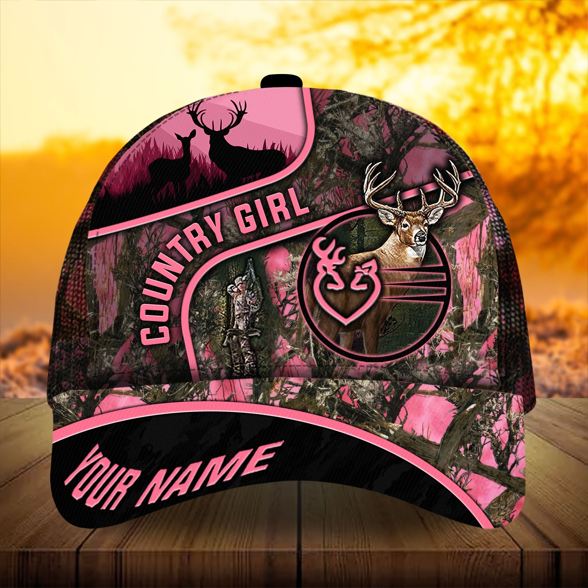 Premium Florapunk S17 Country Girl Hunting Trucker Hats 3D Printed Multicolored Personalized Trucker Hats Custom Hats Gifts For Men & Women