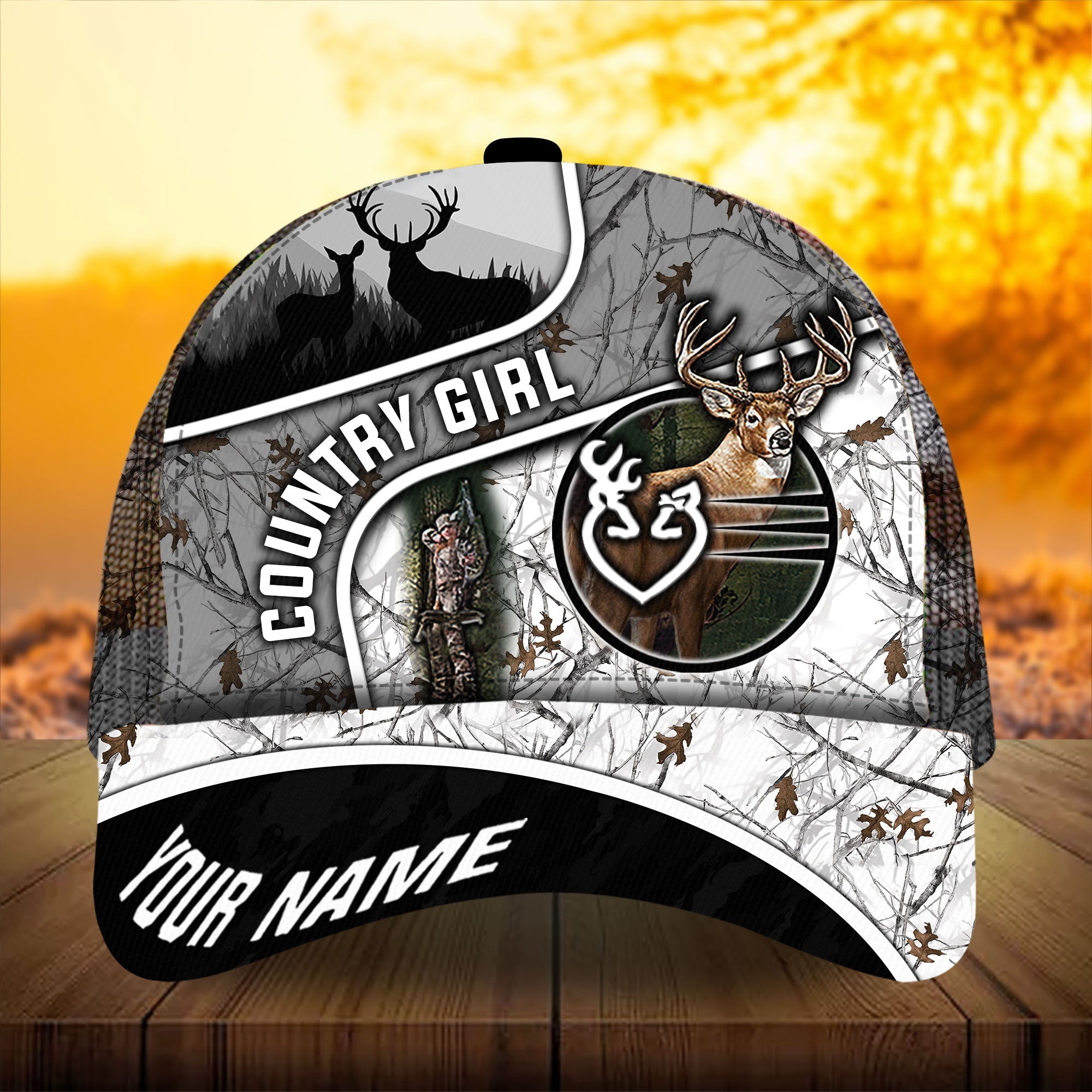 Premium Florapunk S17 Country Girl Hunting Trucker Hats 3D Printed Multicolored Personalized Trucker Hats Custom Hats Gifts For Men & Women