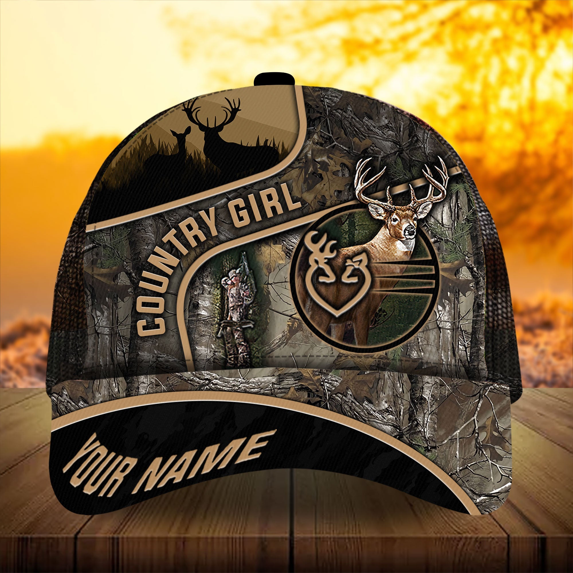 Premium Florapunk S17 Country Girl Hunting Trucker Hats 3D Printed Multicolored Personalized Trucker Hats Custom Hats Gifts For Men & Women