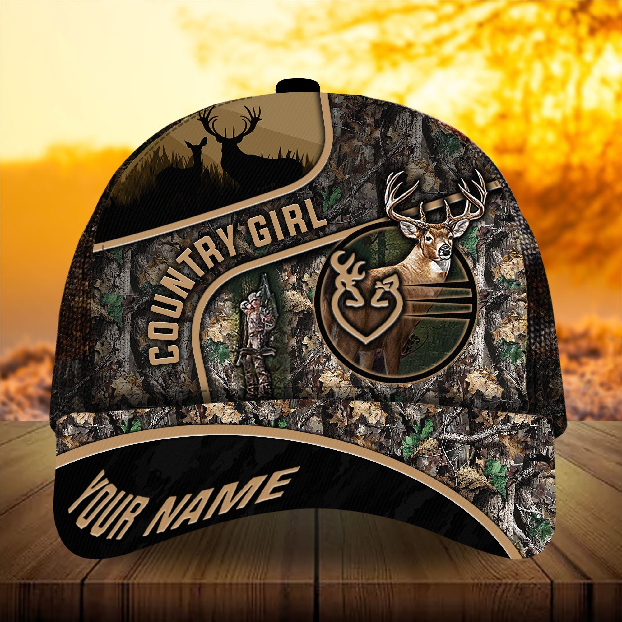 Premium Florapunk S17 Country Girl Hunting Trucker Hats 3D Printed Multicolored Personalized Trucker Hats Custom Hats Gifts For Men & Women