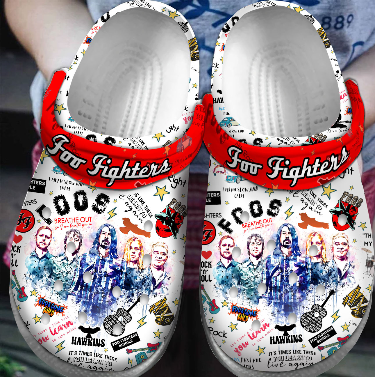 Premium Foo Fighters Music Crocs Crocband Clogs Shoes For Men Women and Kids