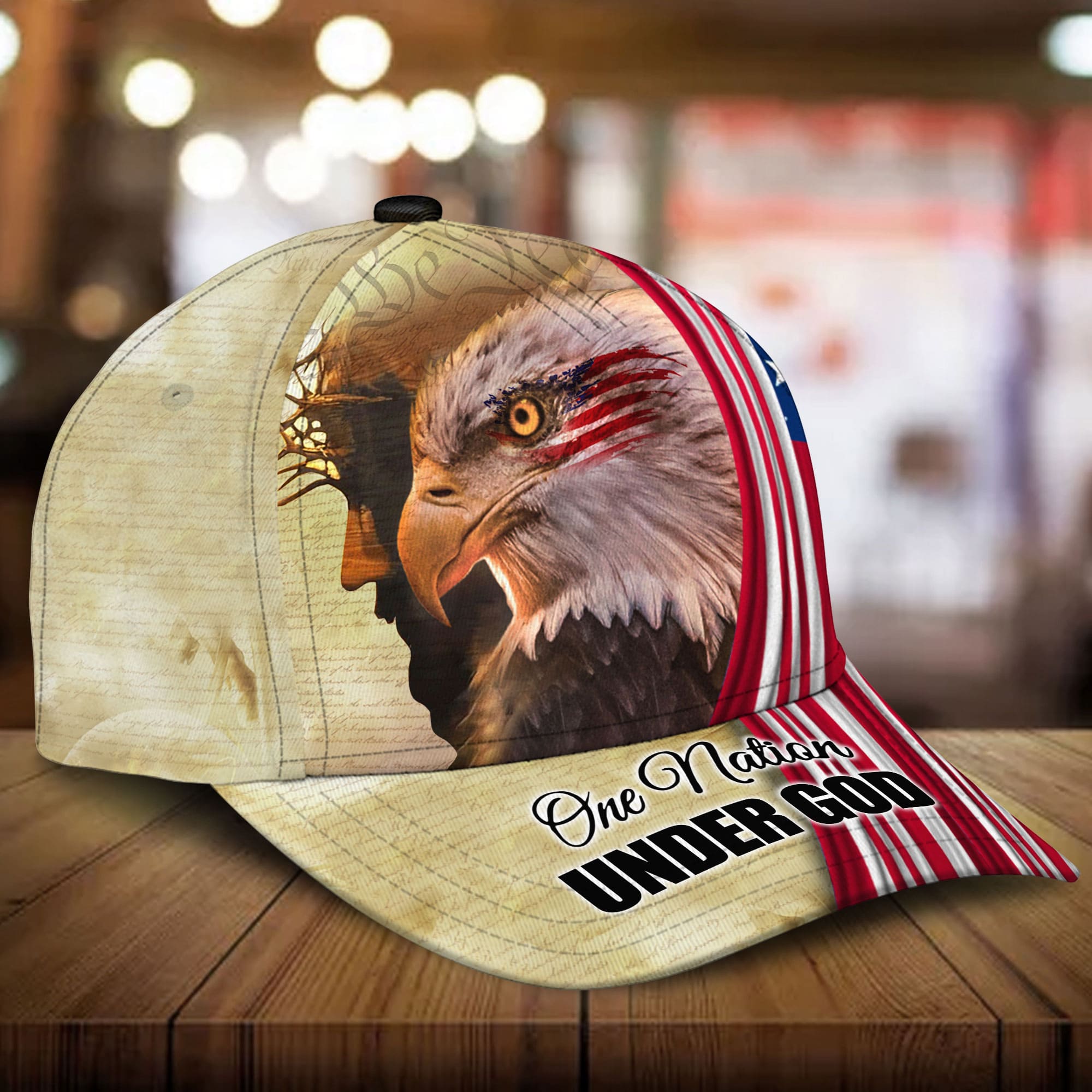 Premium God And Eagle, One Nation Under God 3D Hat Brown Personalized Trucker Hats Custom Hats Gifts For Men & Women