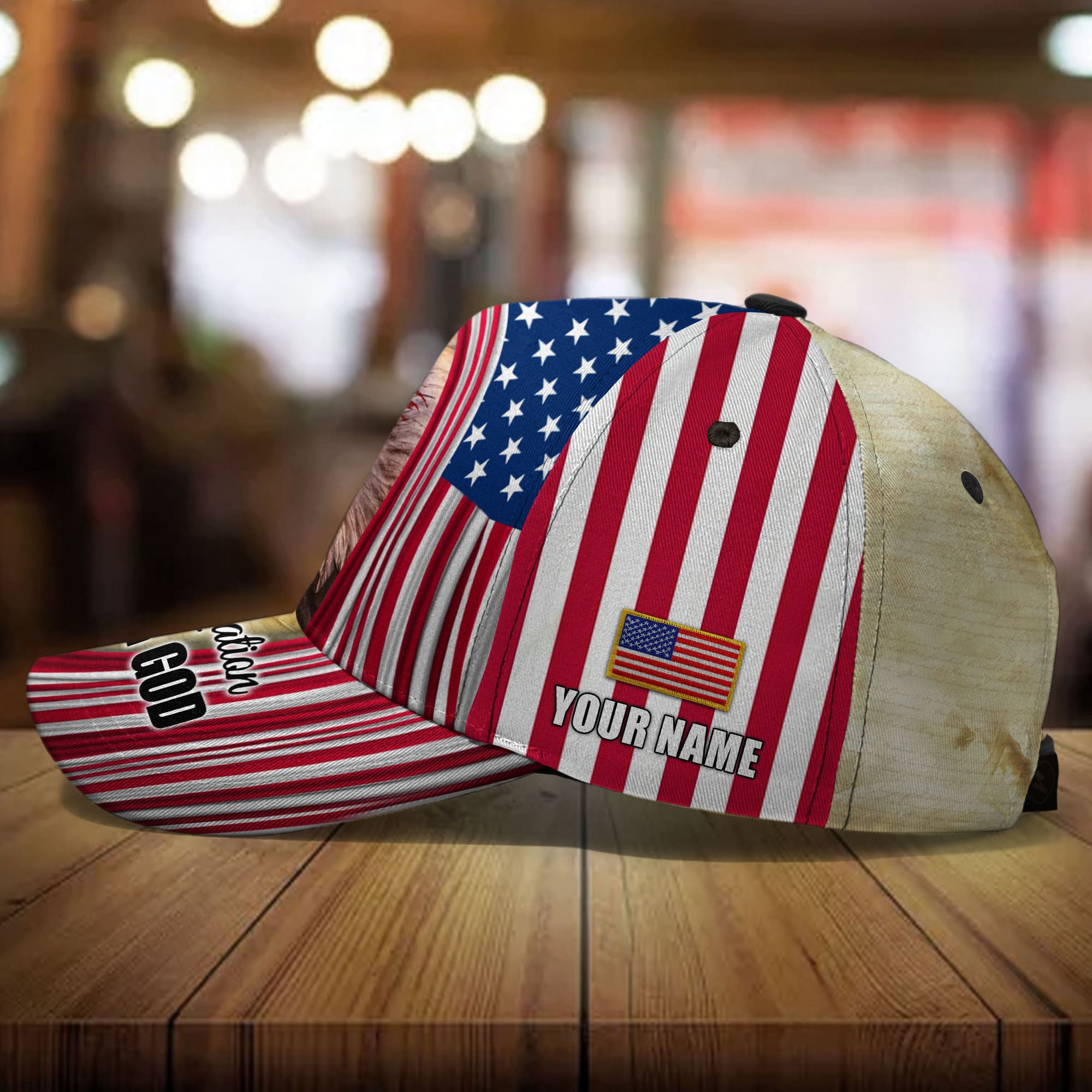 Premium God And Eagle, One Nation Under God 3D Hat Brown Personalized Trucker Hats Custom Hats Gifts For Men & Women