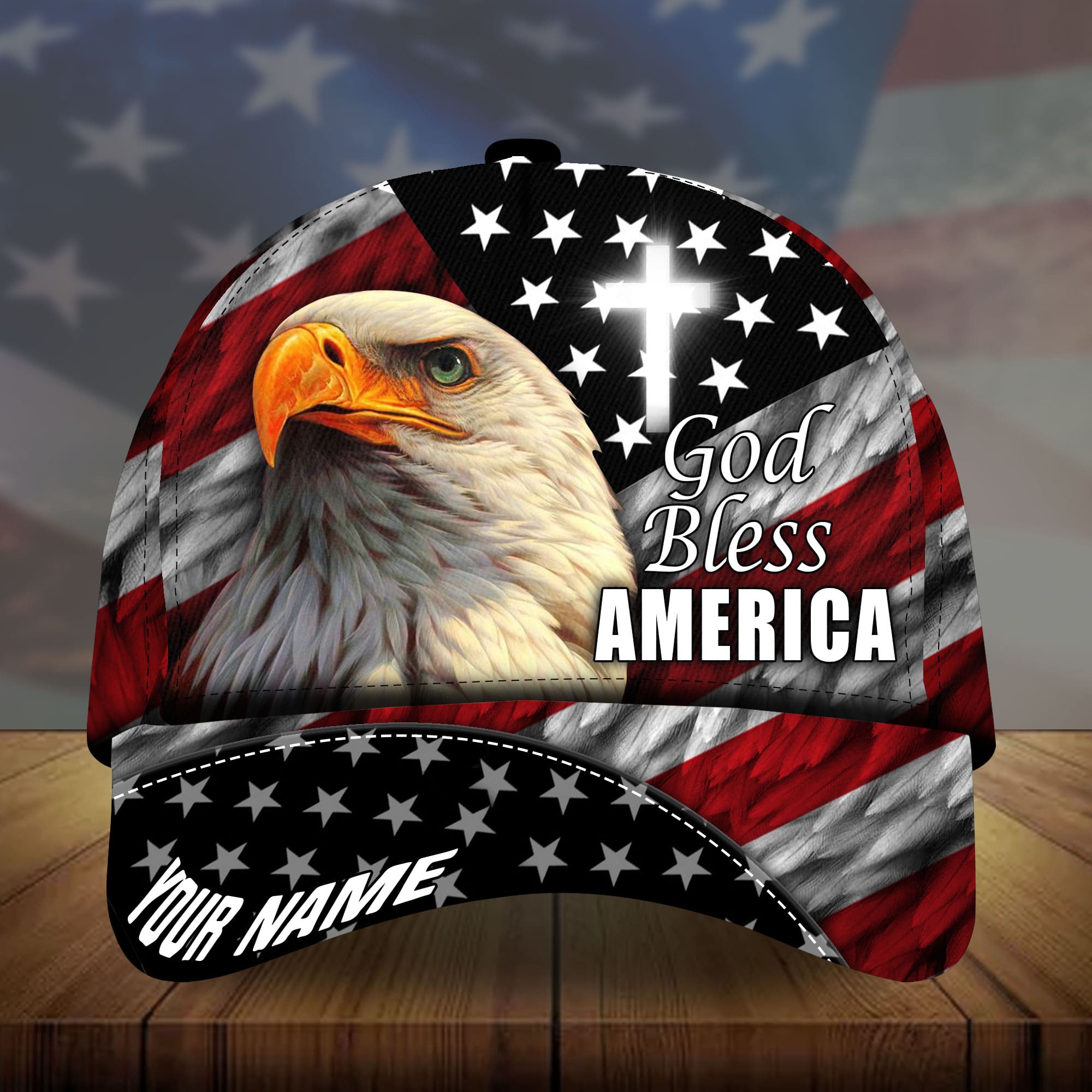 Premium God Bless America, Eagle Patiotic 3D Hats Personalized Trucker Hats Custom Hats Gifts For Men & Women