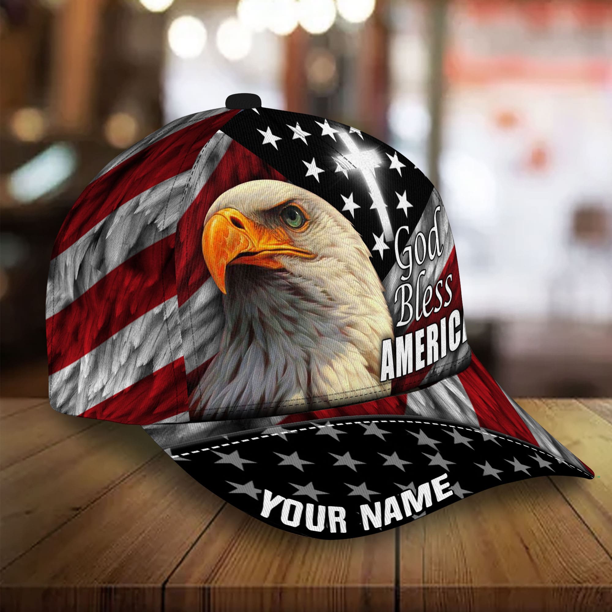 Premium God Bless America, Eagle Patiotic 3D Hats Personalized Trucker Hats Custom Hats Gifts For Men & Women