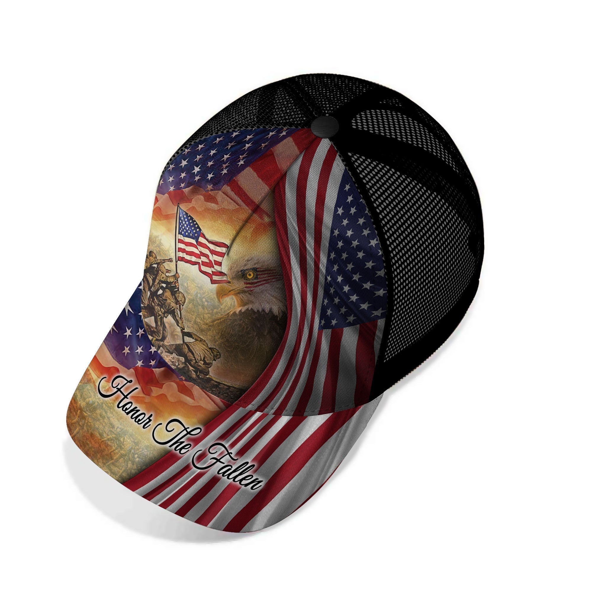 Premium Honor The Fallen, US Veteran Eagle 3D Hats Personalized Trucker Hats Custom Hats Gifts For Men & Women