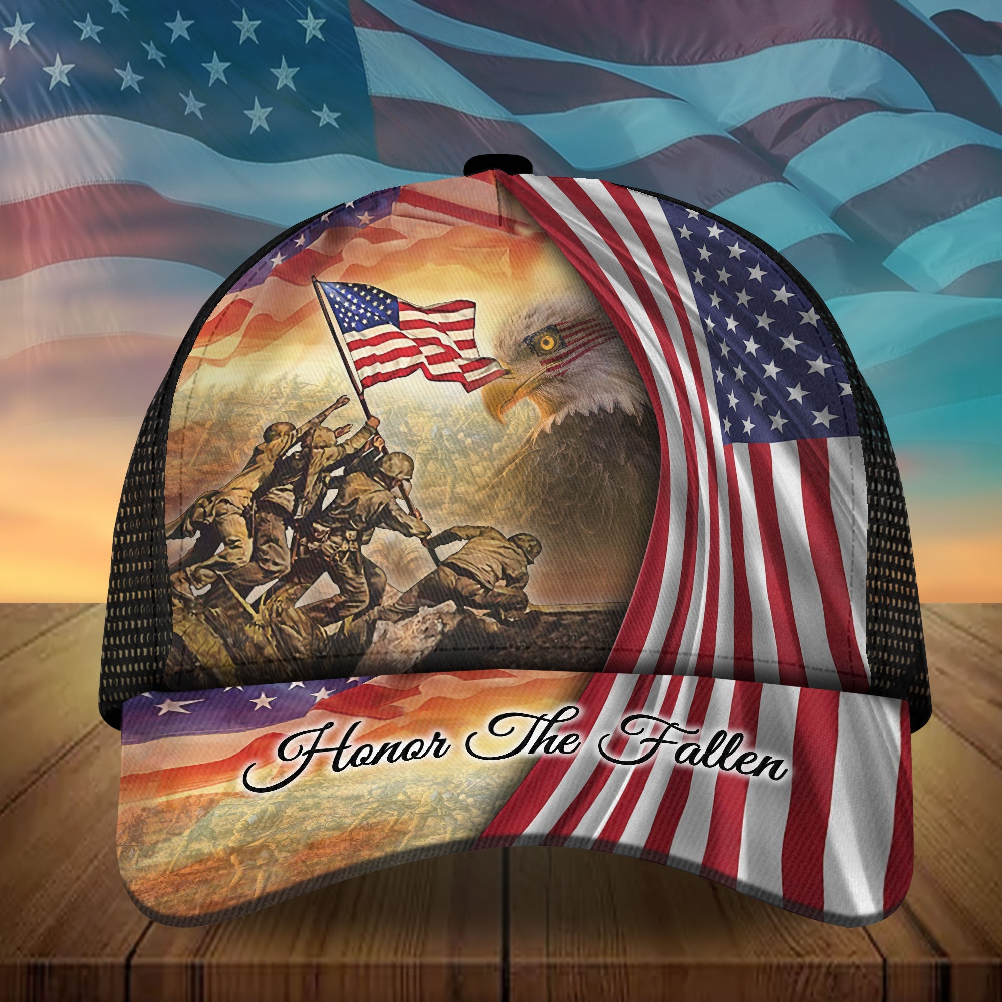Premium Honor The Fallen, US Veteran Eagle 3D Hats Personalized Trucker Hats Custom Hats Gifts For Men & Women