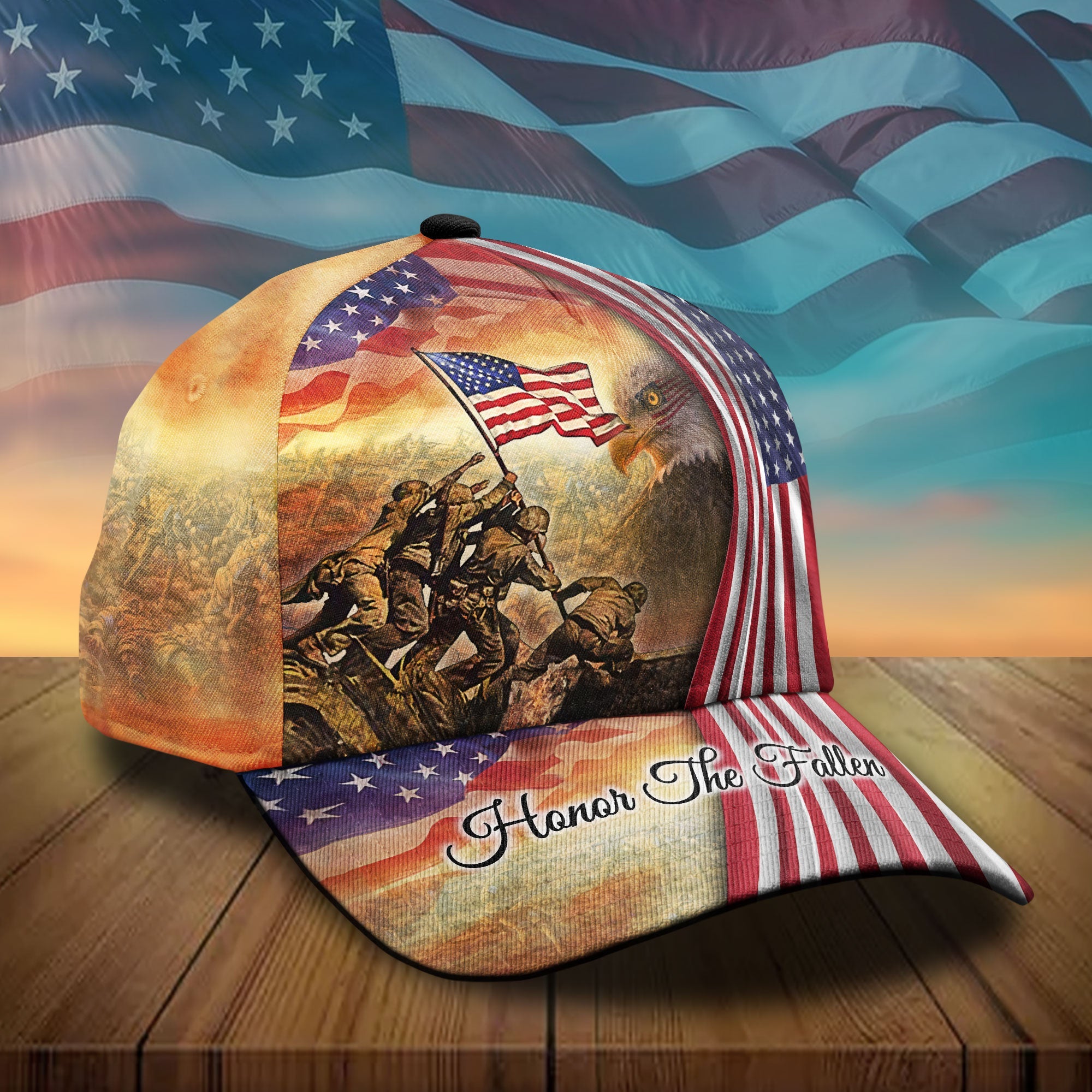 Premium Honor The Fallen, US Veteran Eagle 3D Hats Personalized Trucker Hats Custom Hats Gifts For Men & Women