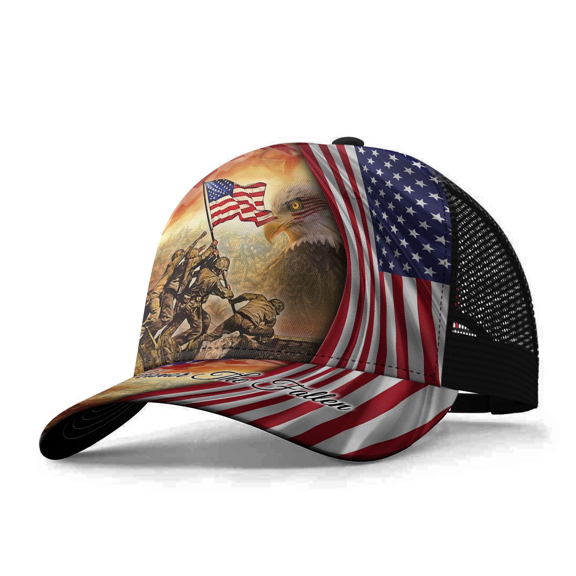Premium Honor The Fallen, US Veteran Eagle 3D Hats Personalized Trucker Hats Custom Hats Gifts For Men & Women
