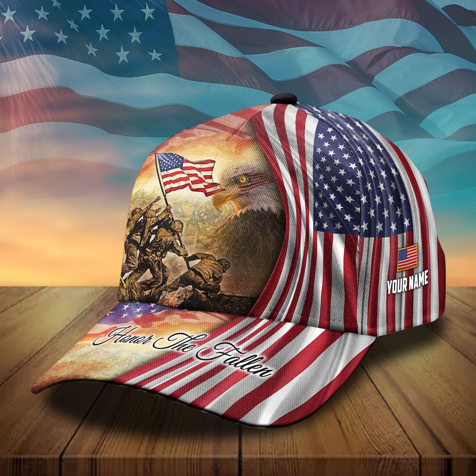 Premium Honor The Fallen, US Veteran Eagle 3D Hats Personalized Trucker Hats Custom Hats Gifts For Men & Women