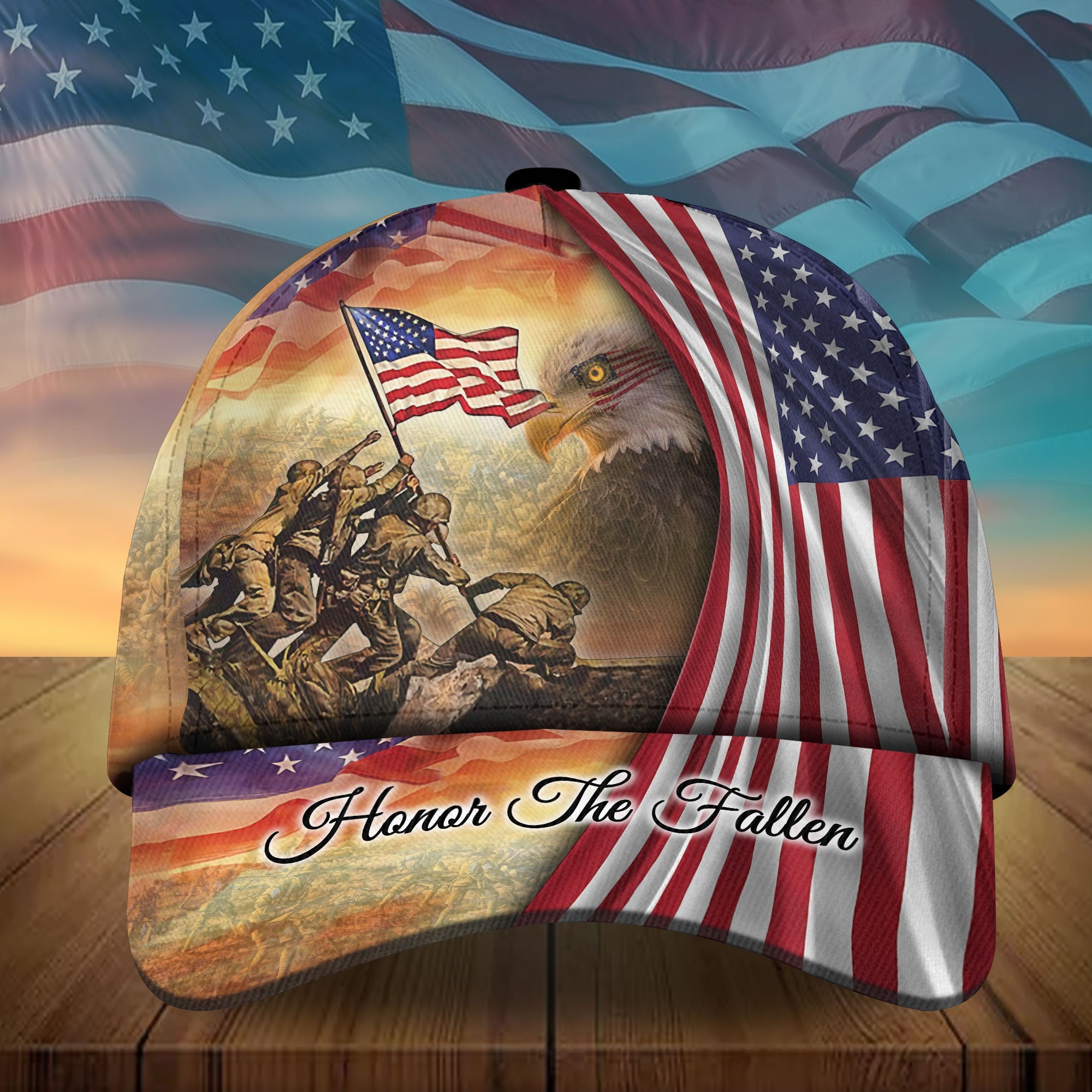 Premium Honor The Fallen, US Veteran Eagle 3D Hats Personalized Trucker Hats Custom Hats Gifts For Men & Women