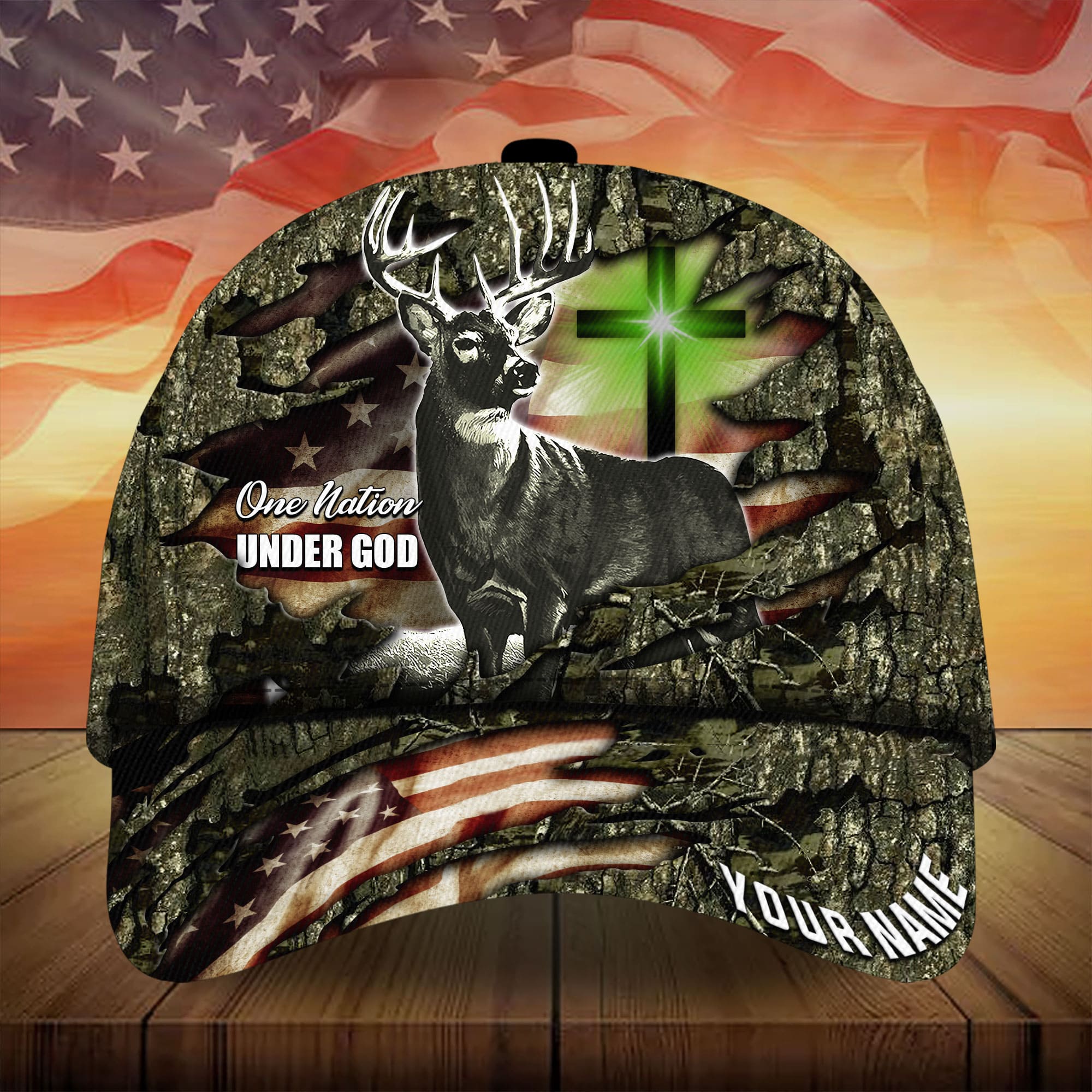 Premium Hunting Hats Blacked One Nation Under God Trucker Hats Custom Hats Gifts For Men & Women