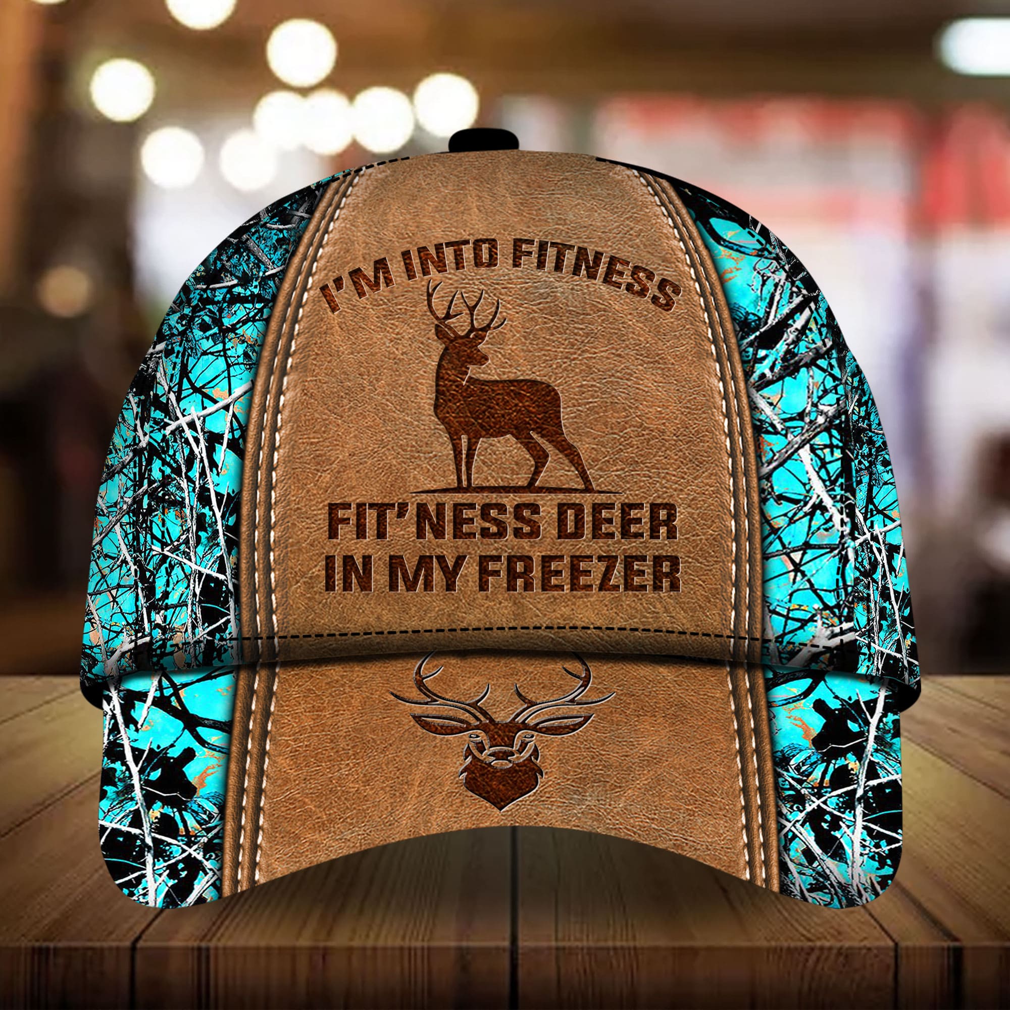 Premium Im Into Fitness Deer Hunting 3D Hat Leather Multicolor Personalized Trucker Hats Custom Hats Gifts For Men & Women