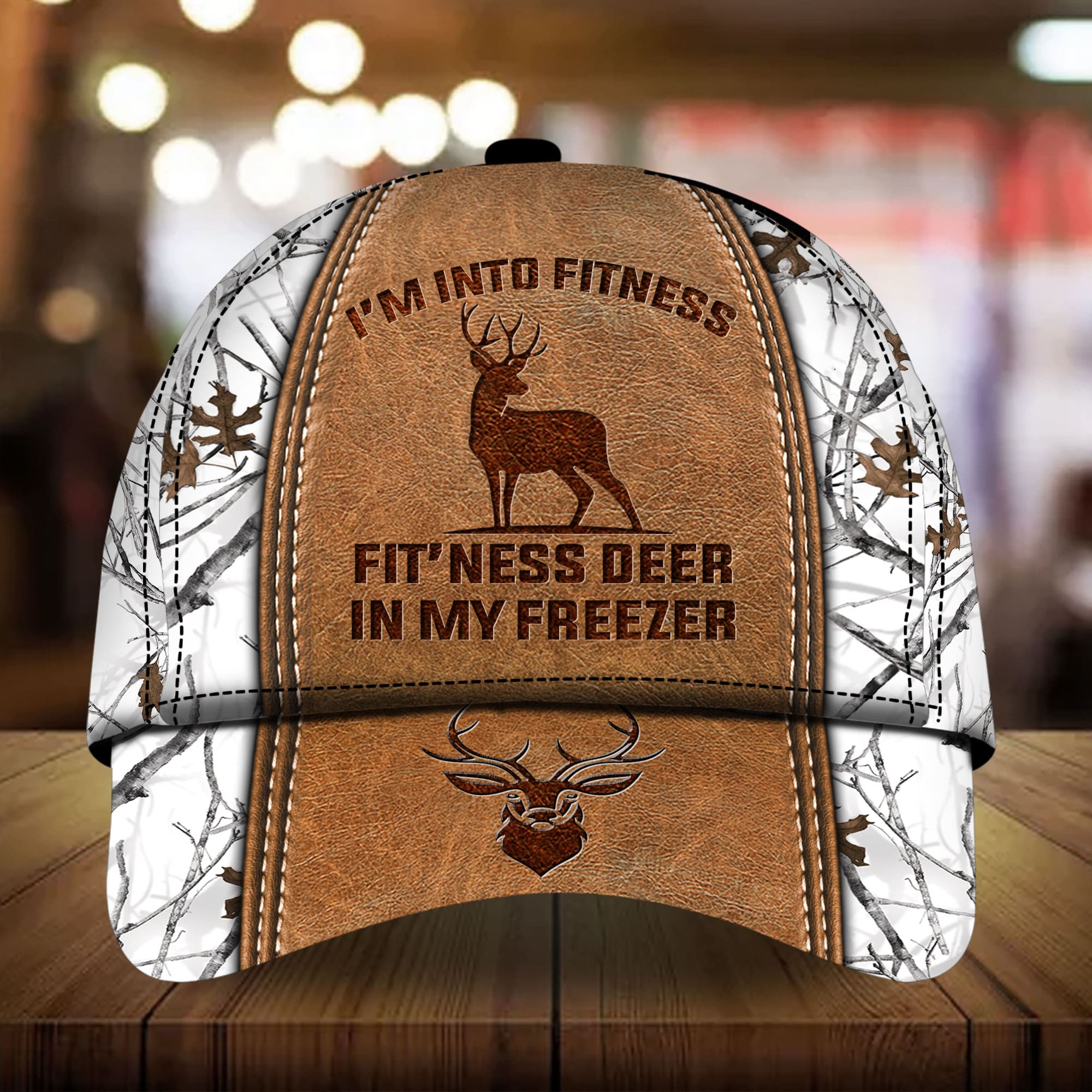 Premium Im Into Fitness Deer Hunting 3D Hat Leather Multicolor Personalized Trucker Hats Custom Hats Gifts For Men & Women