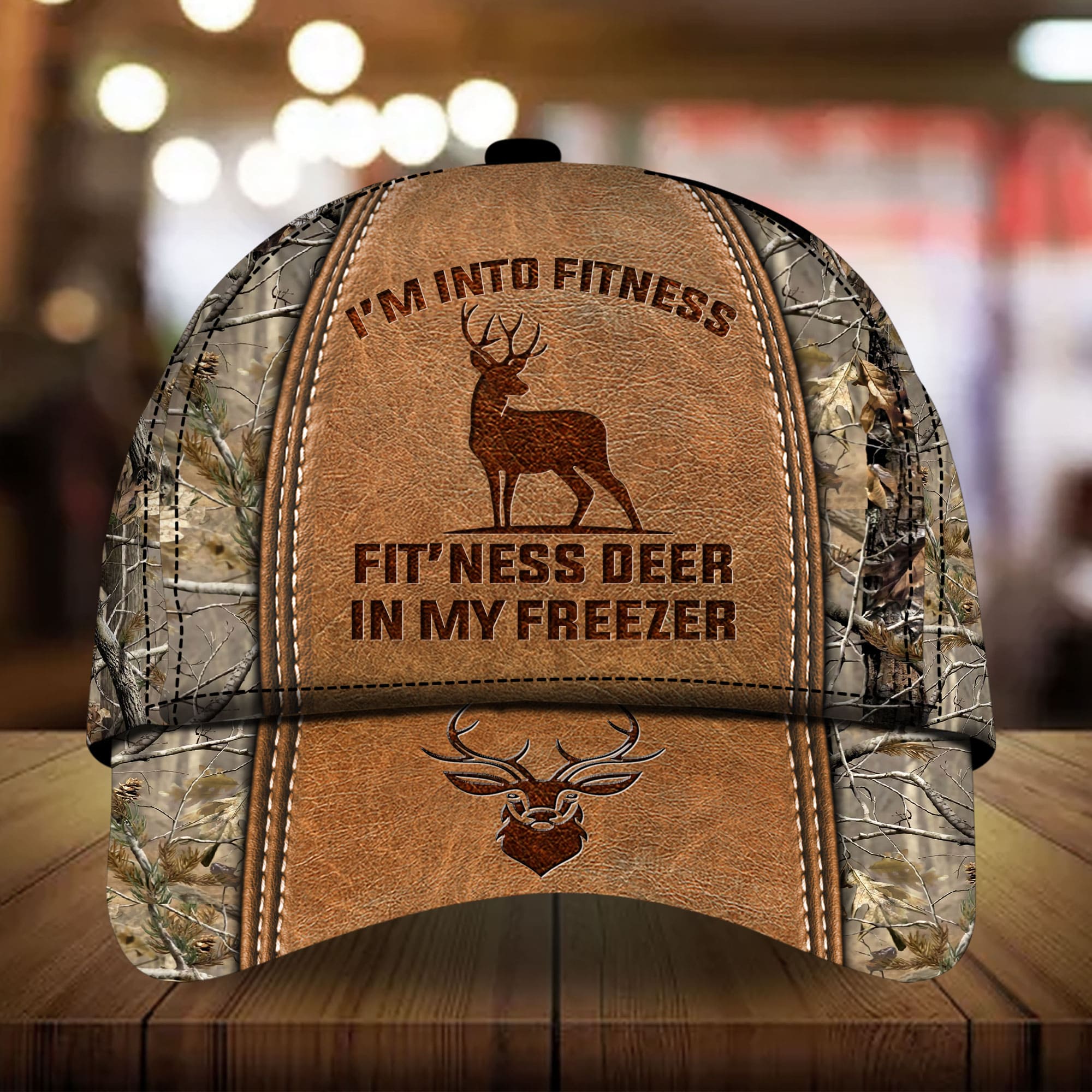 Premium Im Into Fitness Deer Hunting 3D Hat Leather Multicolor Personalized Trucker Hats Custom Hats Gifts For Men & Women