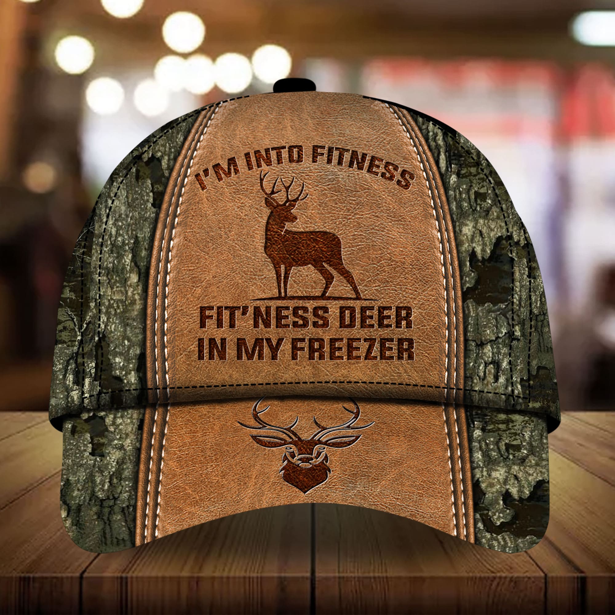 Premium Im Into Fitness Deer Hunting 3D Hat Leather Multicolor Personalized Trucker Hats Custom Hats Gifts For Men & Women