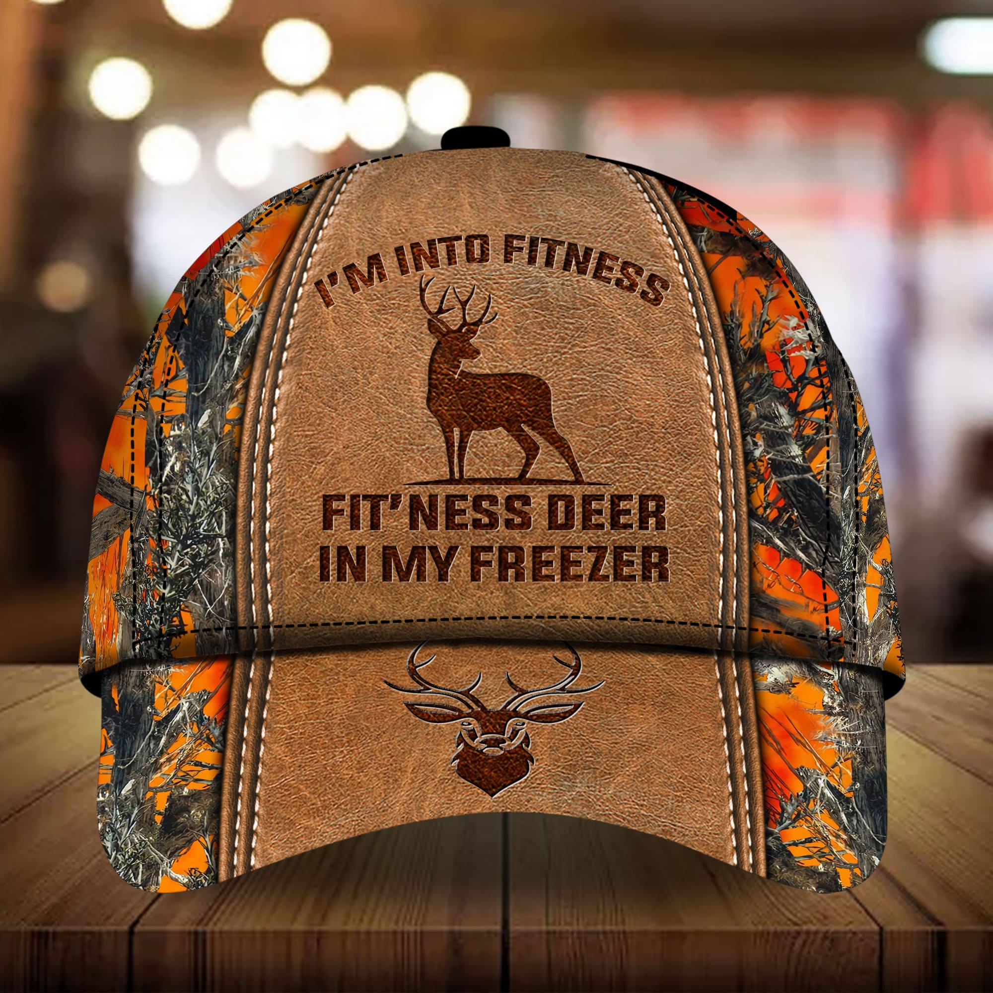 Premium Im Into Fitness Deer Hunting 3D Hat Leather Multicolor Personalized Trucker Hats Custom Hats Gifts For Men & Women